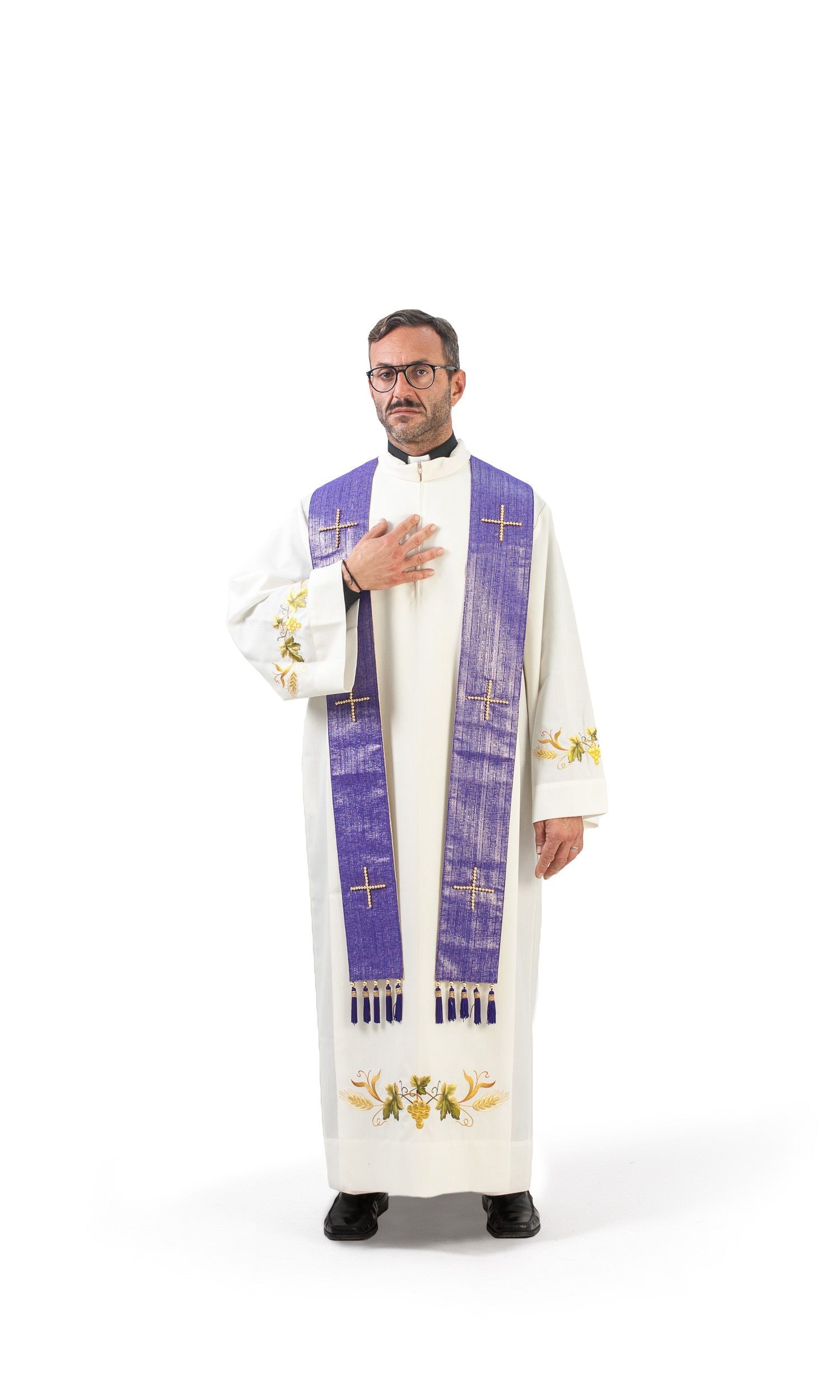 Stola per Sacerdote viola con croci