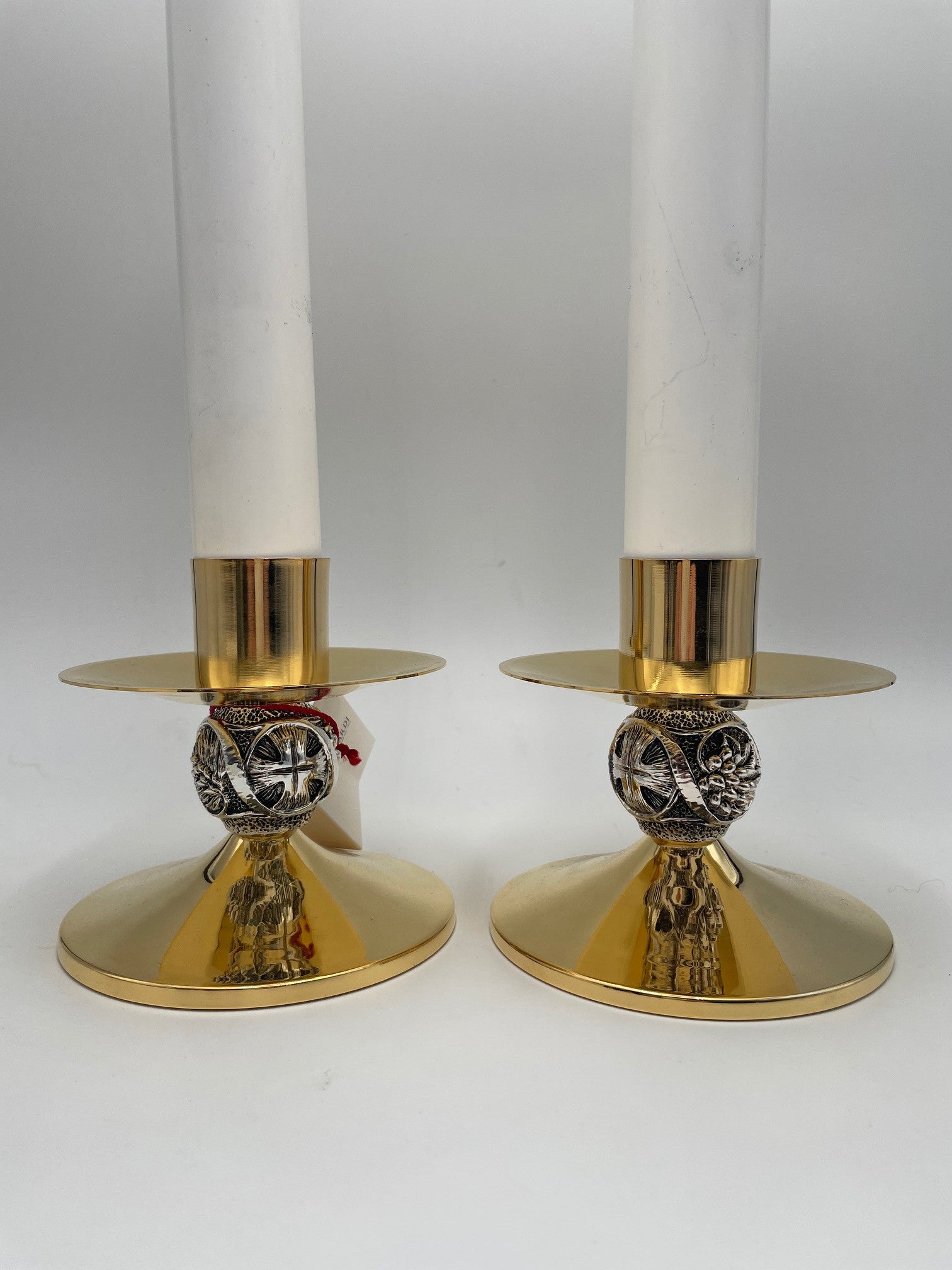 Coppia candelieri oro con nodo lavorato