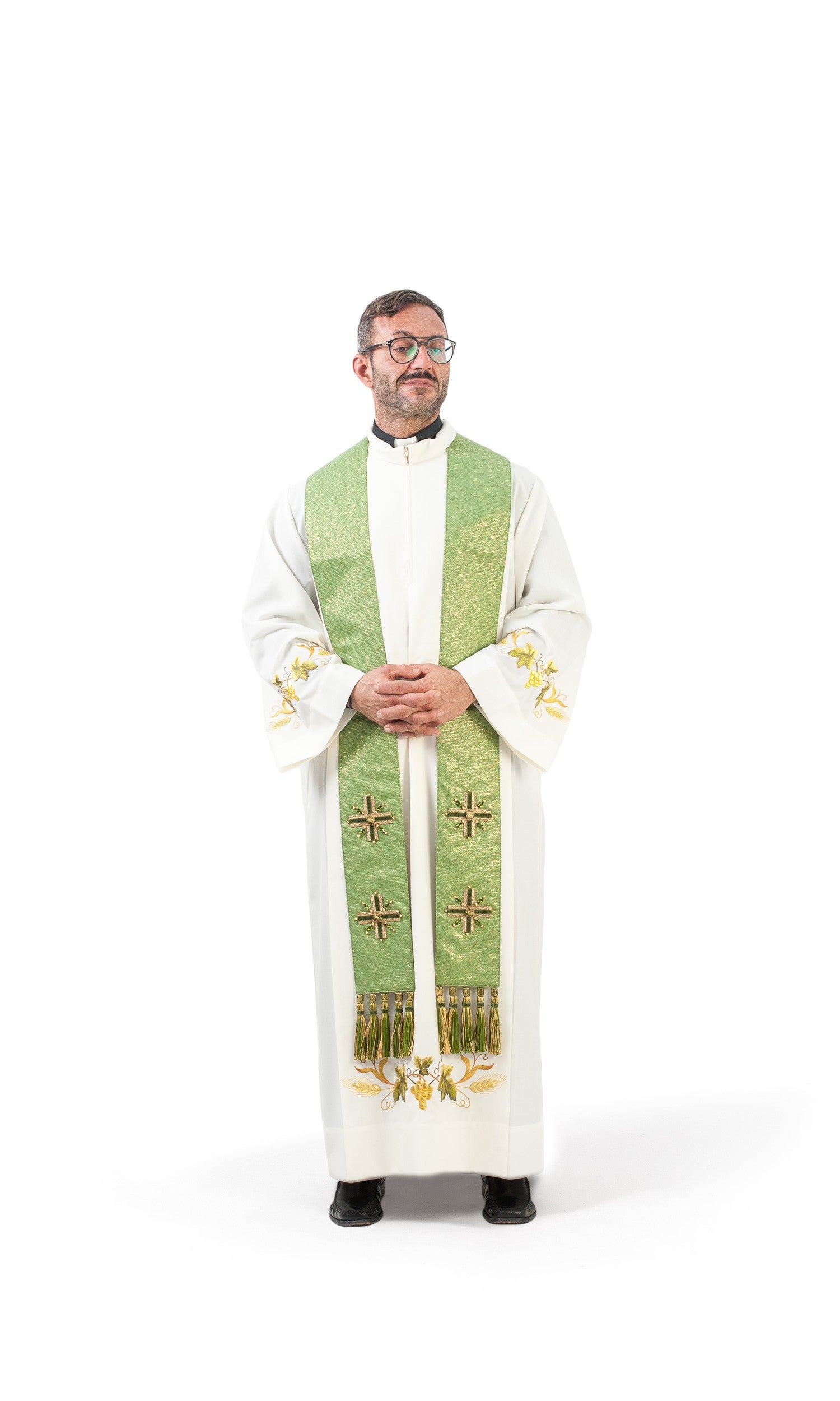 Stola per Sacerdote Verde con Croci Dorate