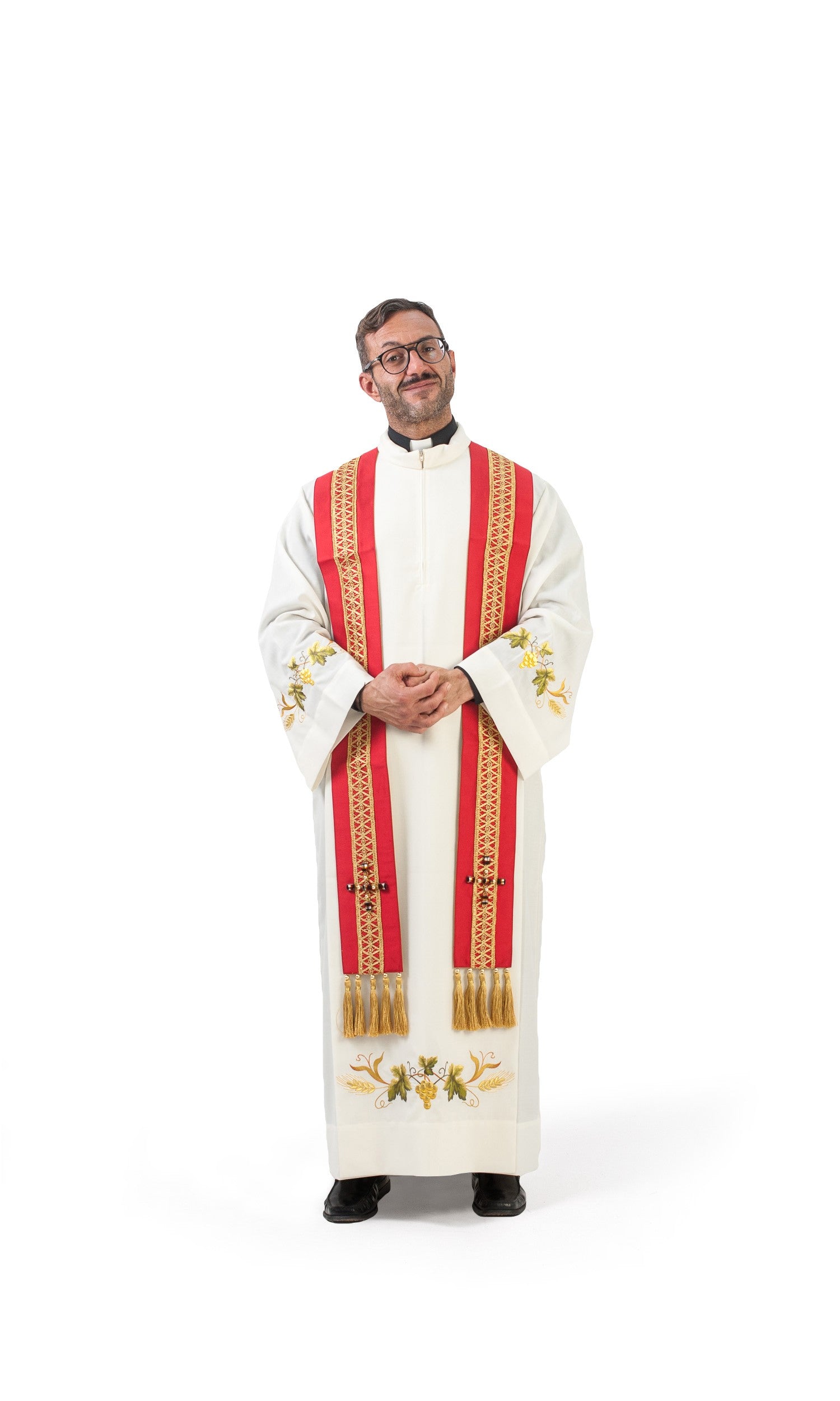 Stola per Sacerdote in Seta Rossa con 3 Croci