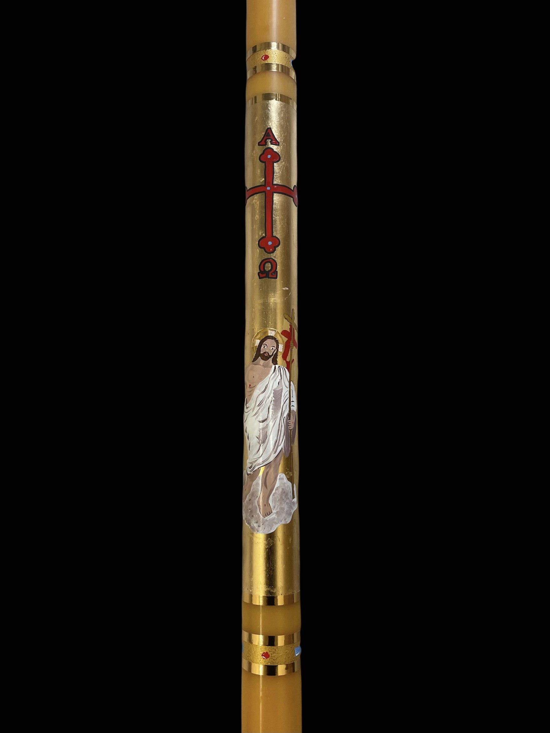 Cero Pasquale Api foglia oro Cristo Risorto dipinto a mano