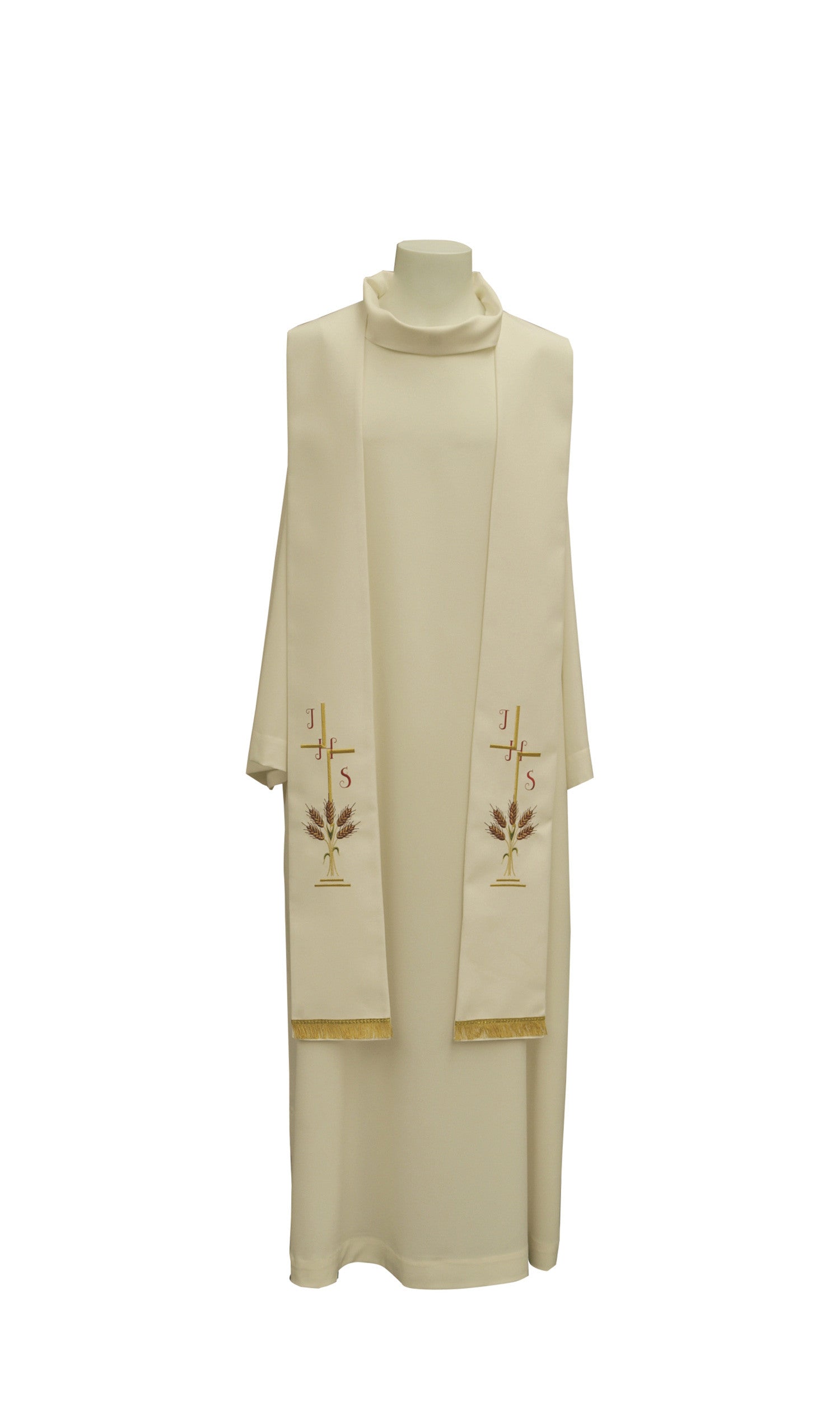 Stola per Sacerdote con Ricamo Spiga e IHS (Colori Liturgici Disponibili)