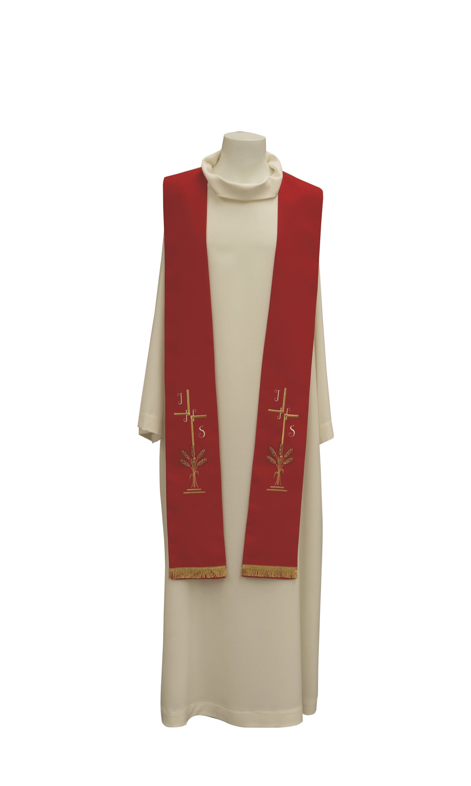 Stola per Sacerdote con Ricamo Spiga e IHS (Colori Liturgici Disponibili)