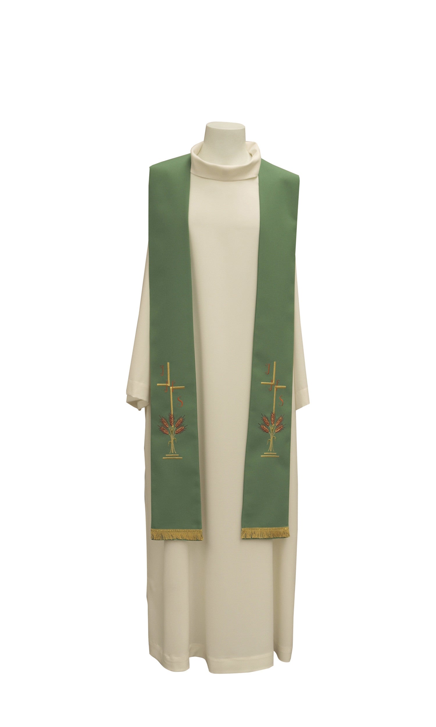 Stola per Sacerdote con Ricamo Spiga e IHS (Colori Liturgici Disponibili)
