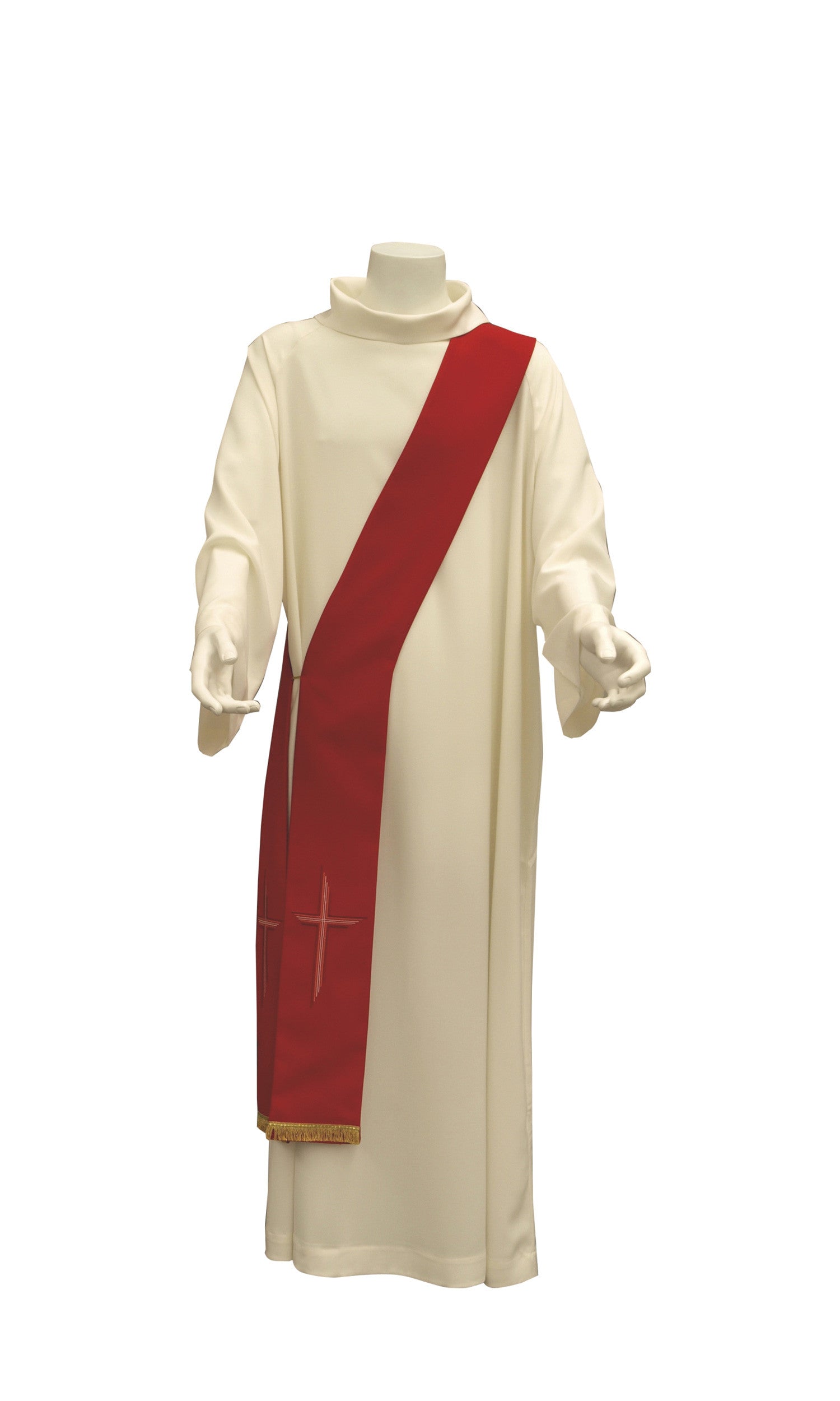 Stola Diaconale con Ricamo Croce (Colori Liturgici, Rosa Disponibili)