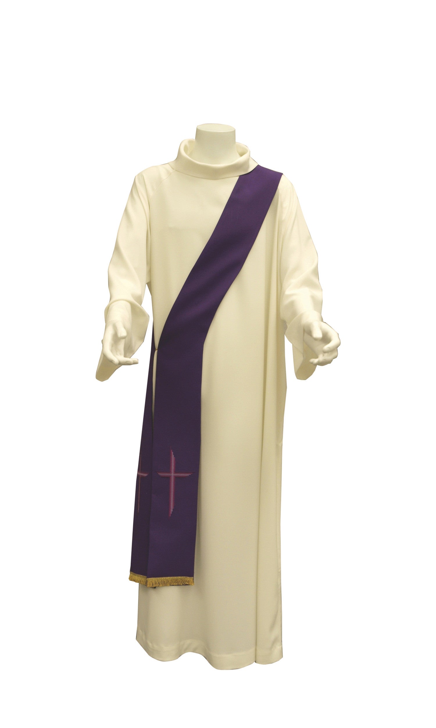 Stola Diaconale con Ricamo Croce (Colori Liturgici, Rosa Disponibili)