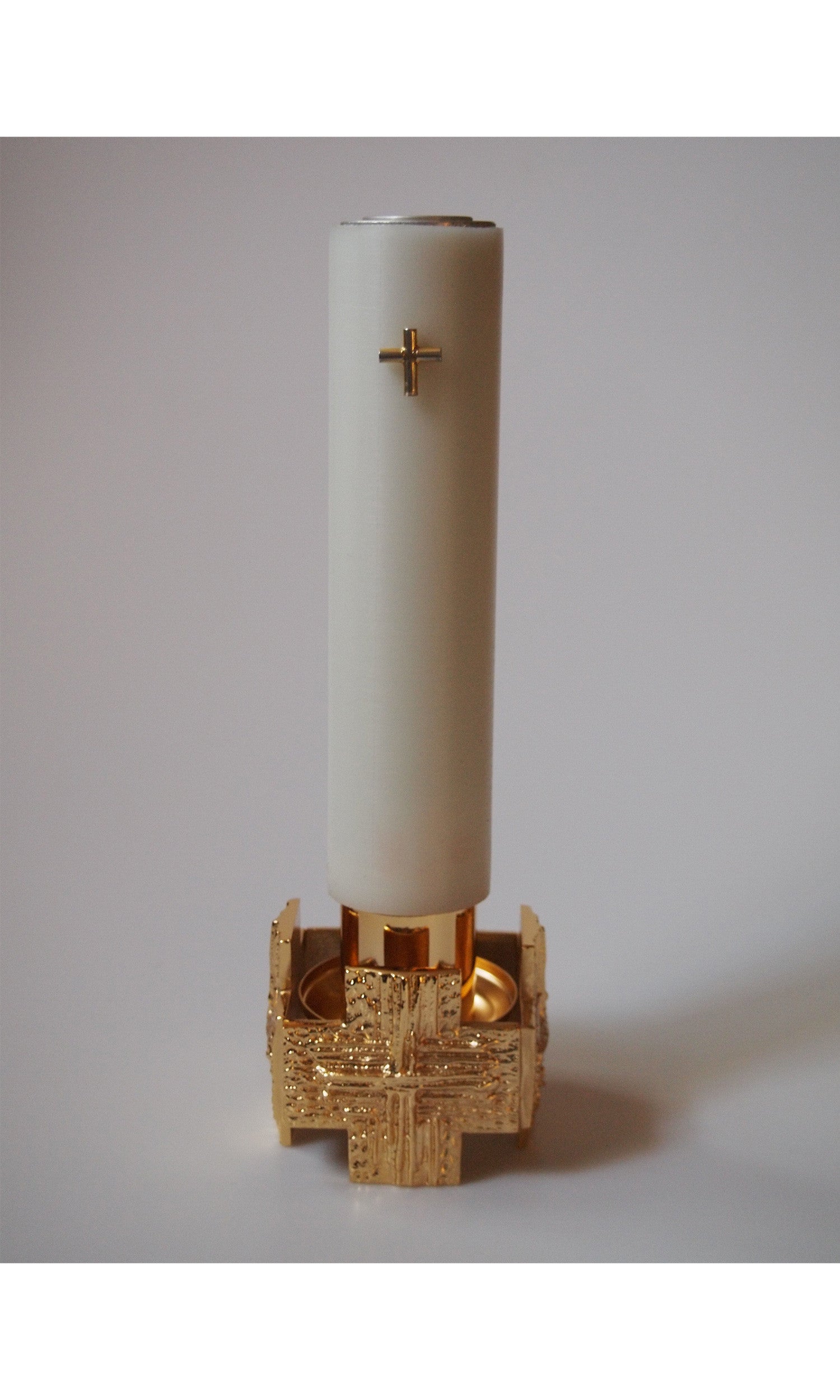 Candeliere dorato a Croce in Bronzo fuso misure 9x9 cm