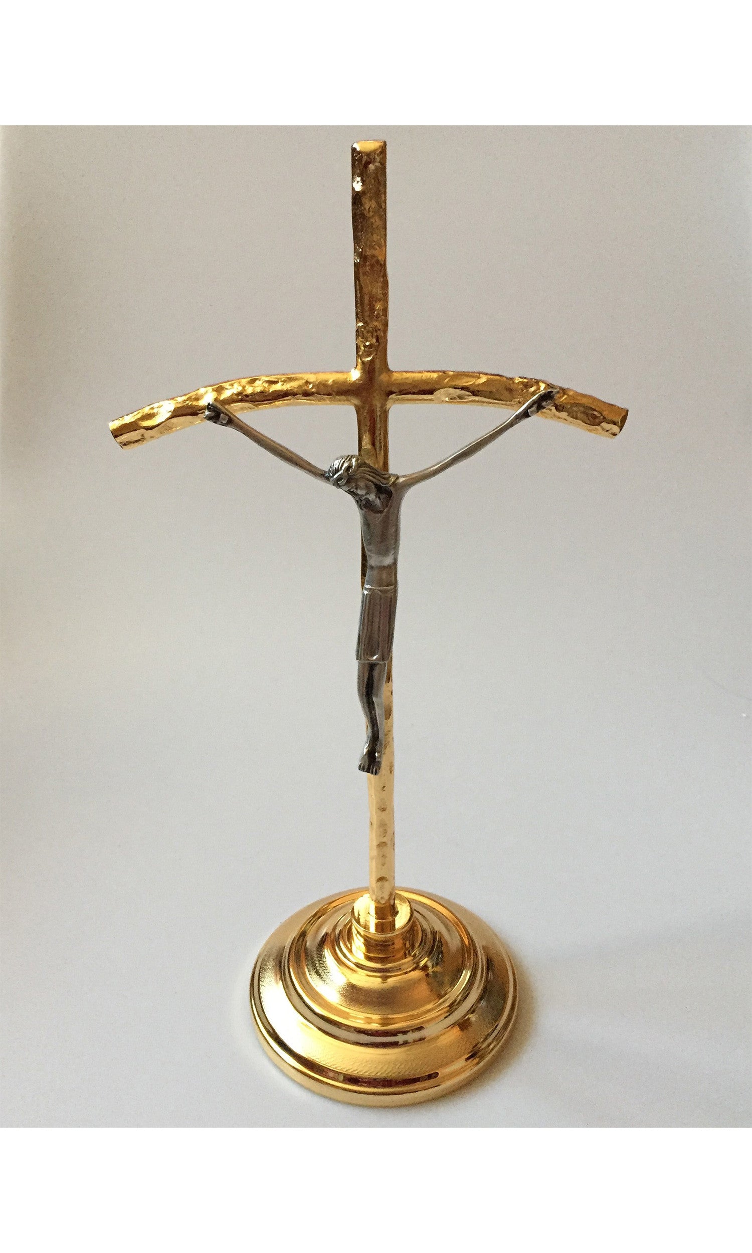 Croce da tavolo in Bronzo fuso Dorata Altezza 38 cm