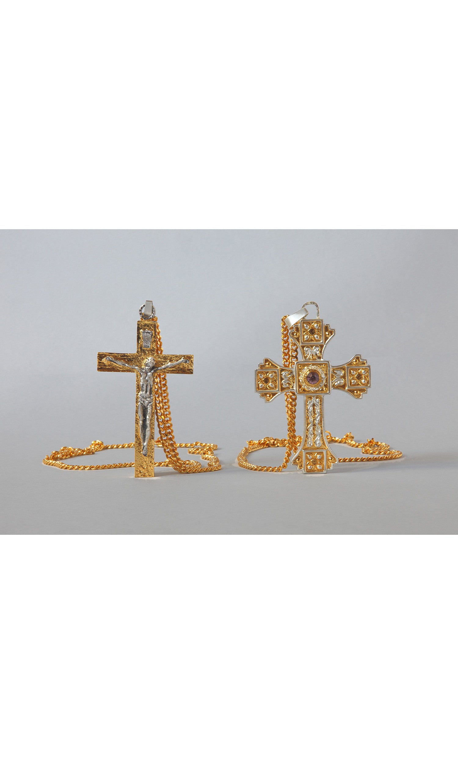 Croce Pastorale in Bronzo fuso con inserti argento e Pietre