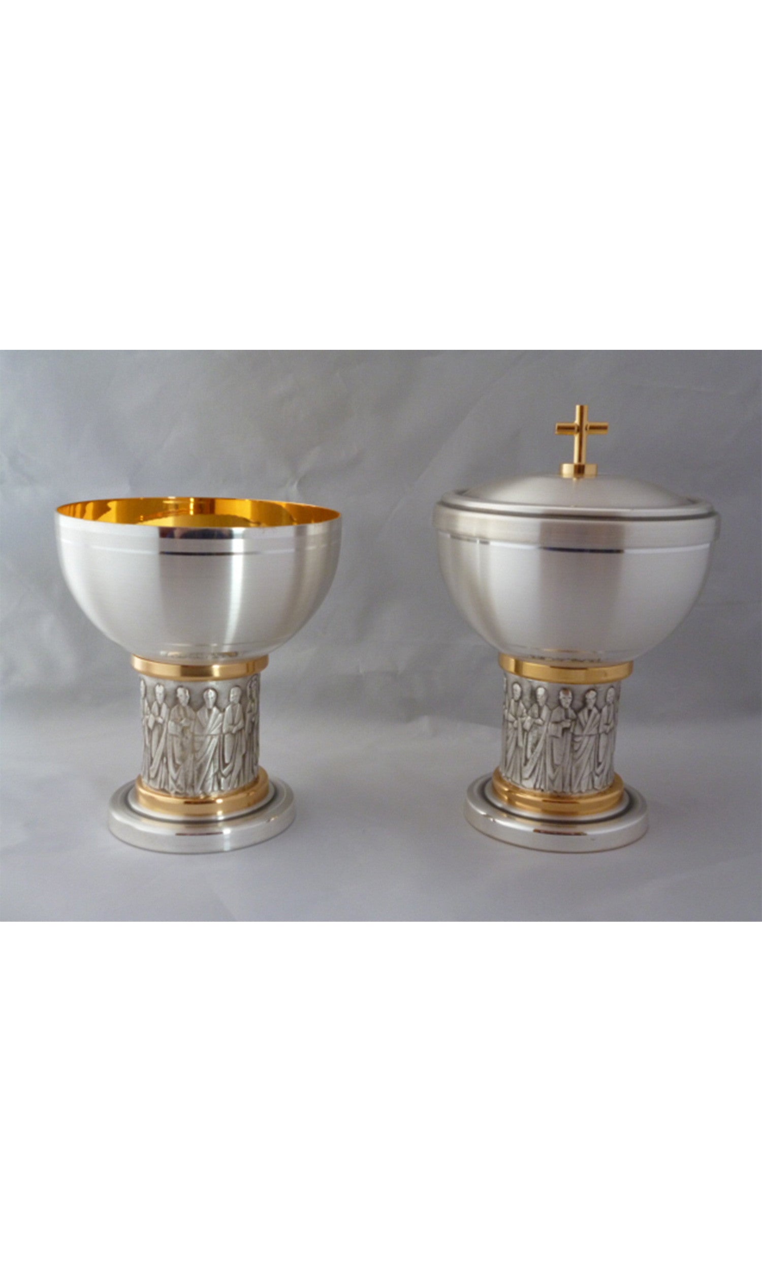 Pisside"Apostoli" in colore Argento Satinato e rifiniture oro