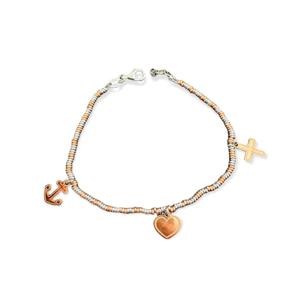 Bracciale in Argento 925 con Pendenti Fede, Speranza e Carità