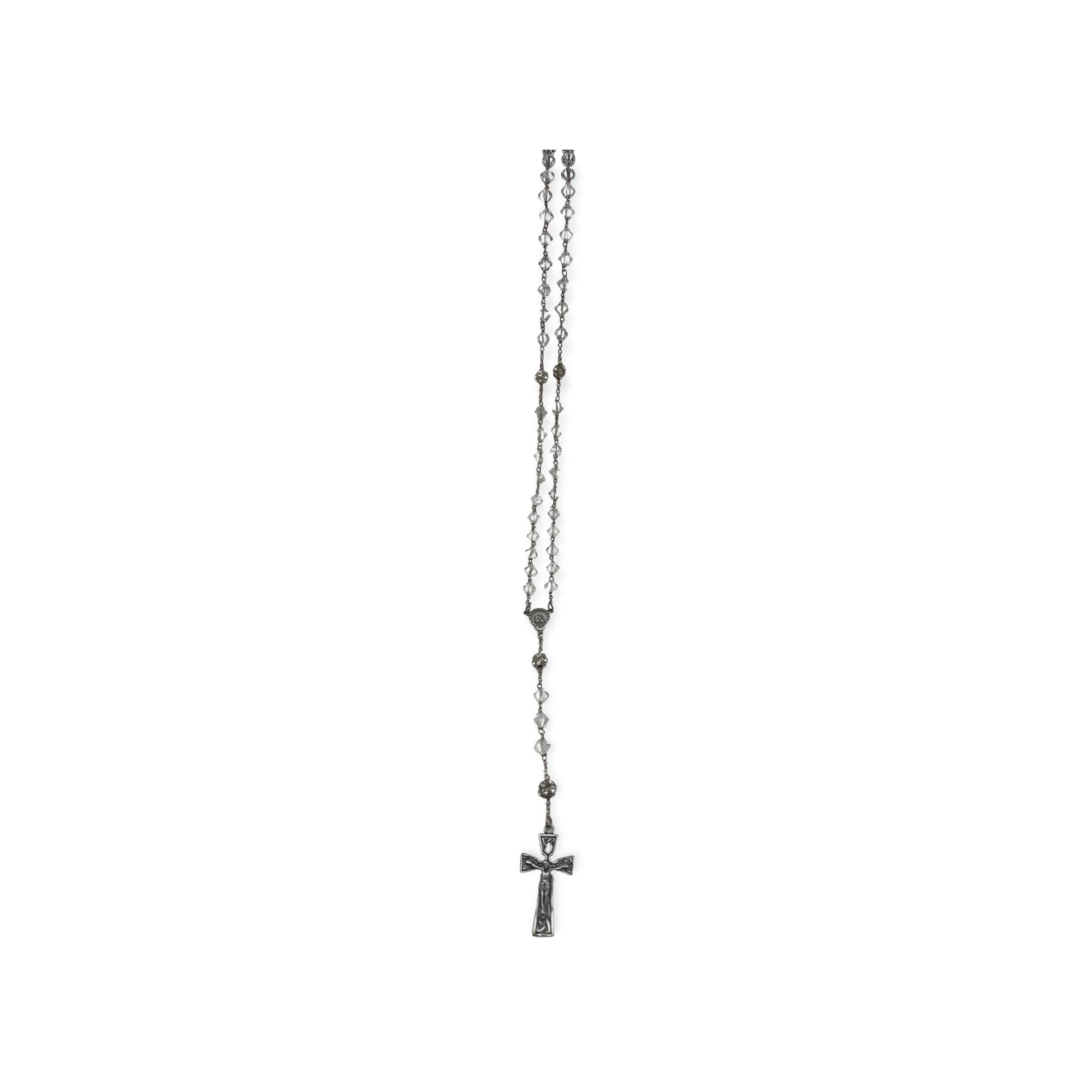 Rosario da collo in argento e Swarovski