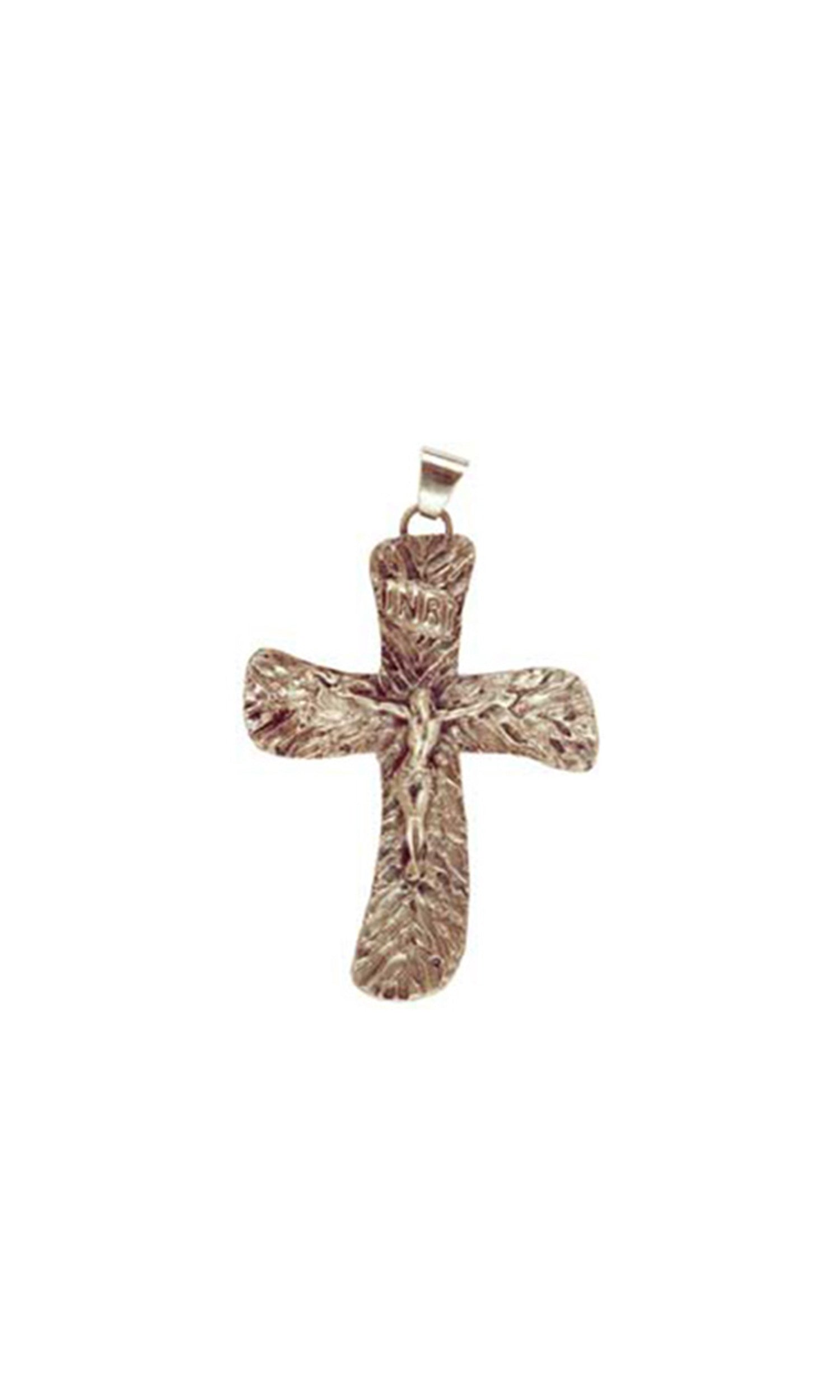 Croce Pettorale in metallo con Finitura Argento Cristo crocifisso