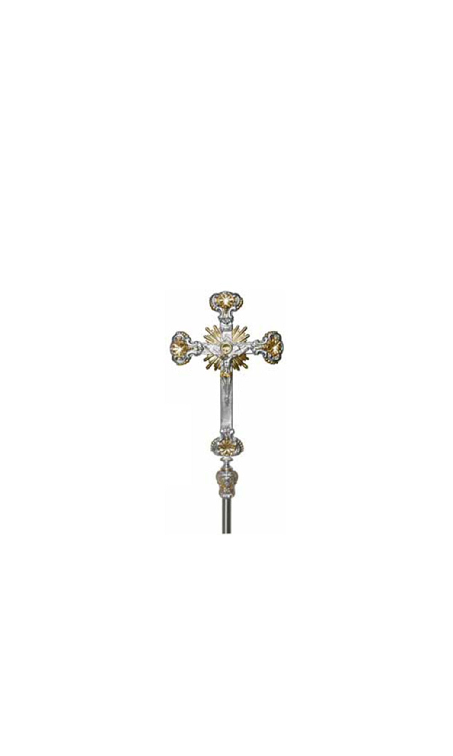 Croce Astile in Stile Barocco Misura 57,5x31 cm con Asta 150 cm