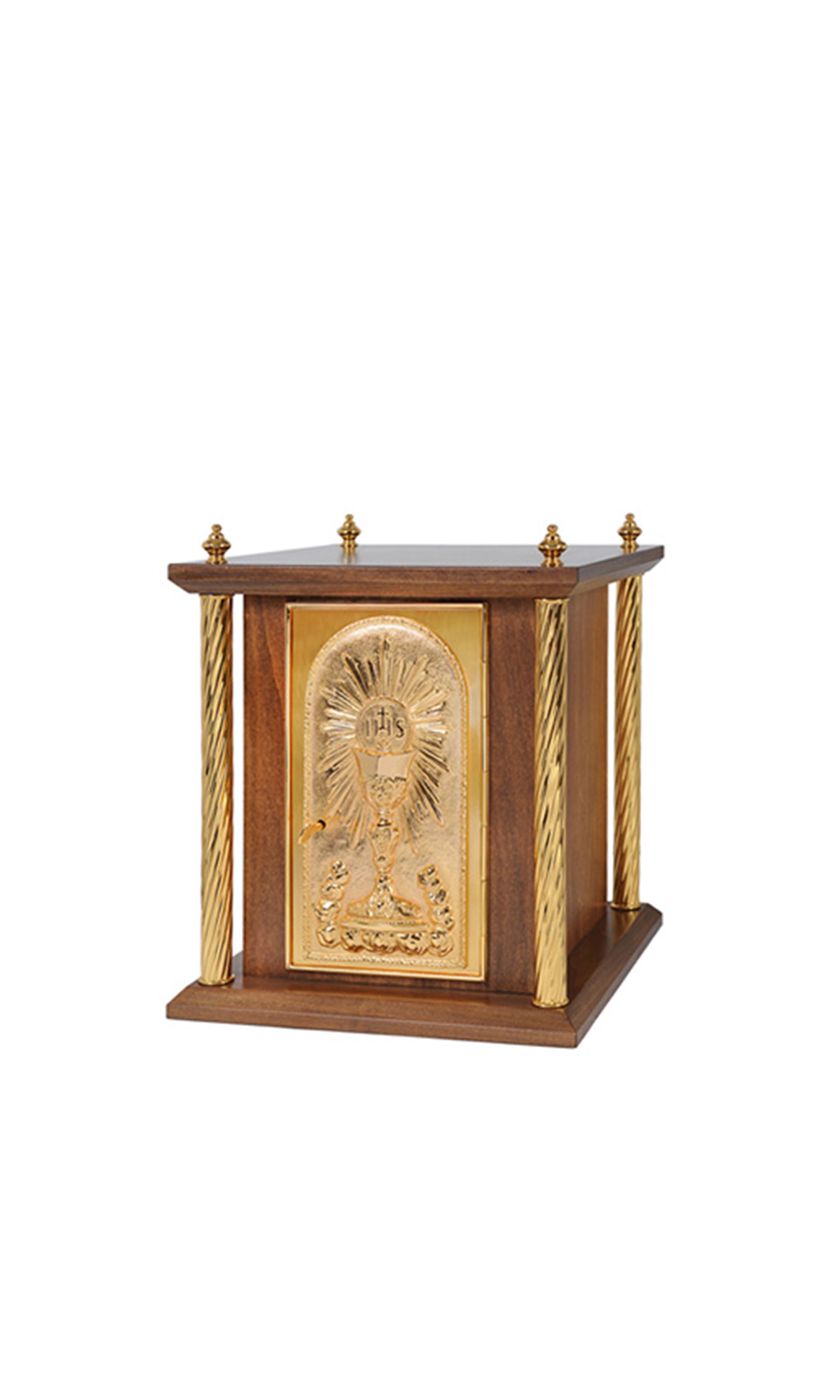 Tabernacolo da mensa Calice Glorioso Porta e Colonne in Bronzo Oro
