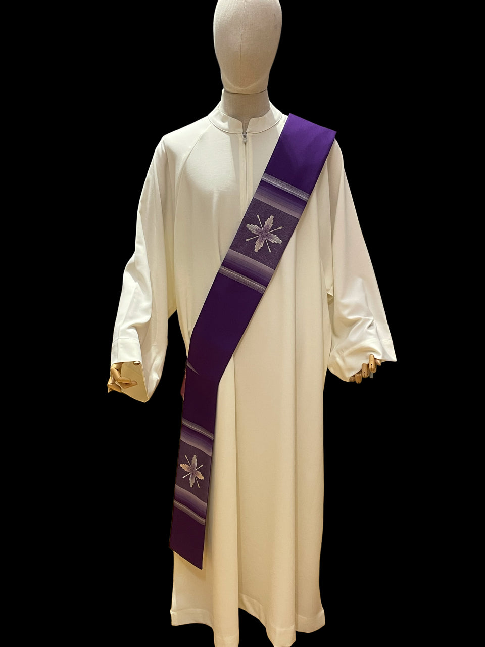 Stola Diaconale Lana-Seta con Ricamo Croce (Colori Liturgici Disponibili)