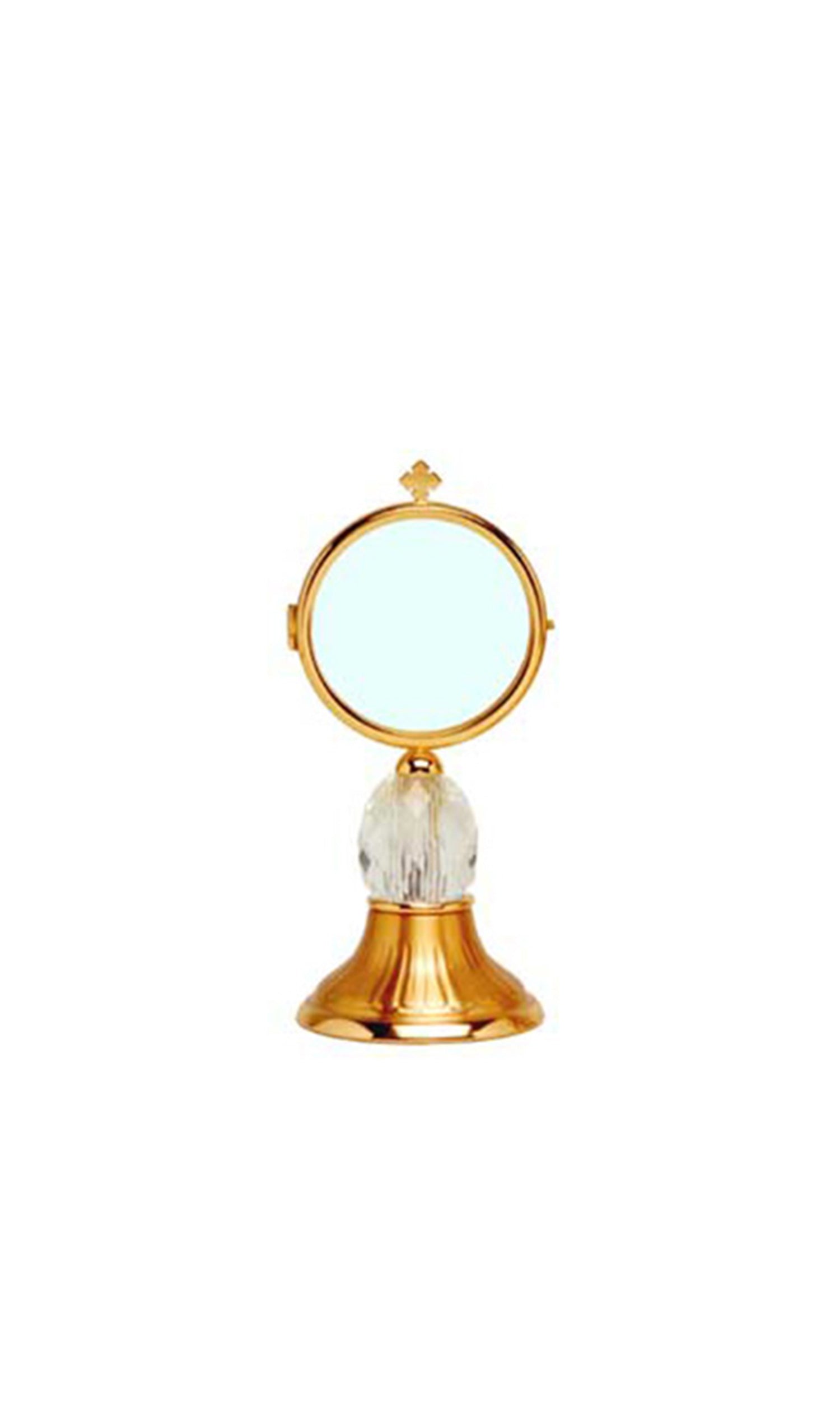 Teca sacra per esposizione in ottone Oro Dettaglio nodo trasparente