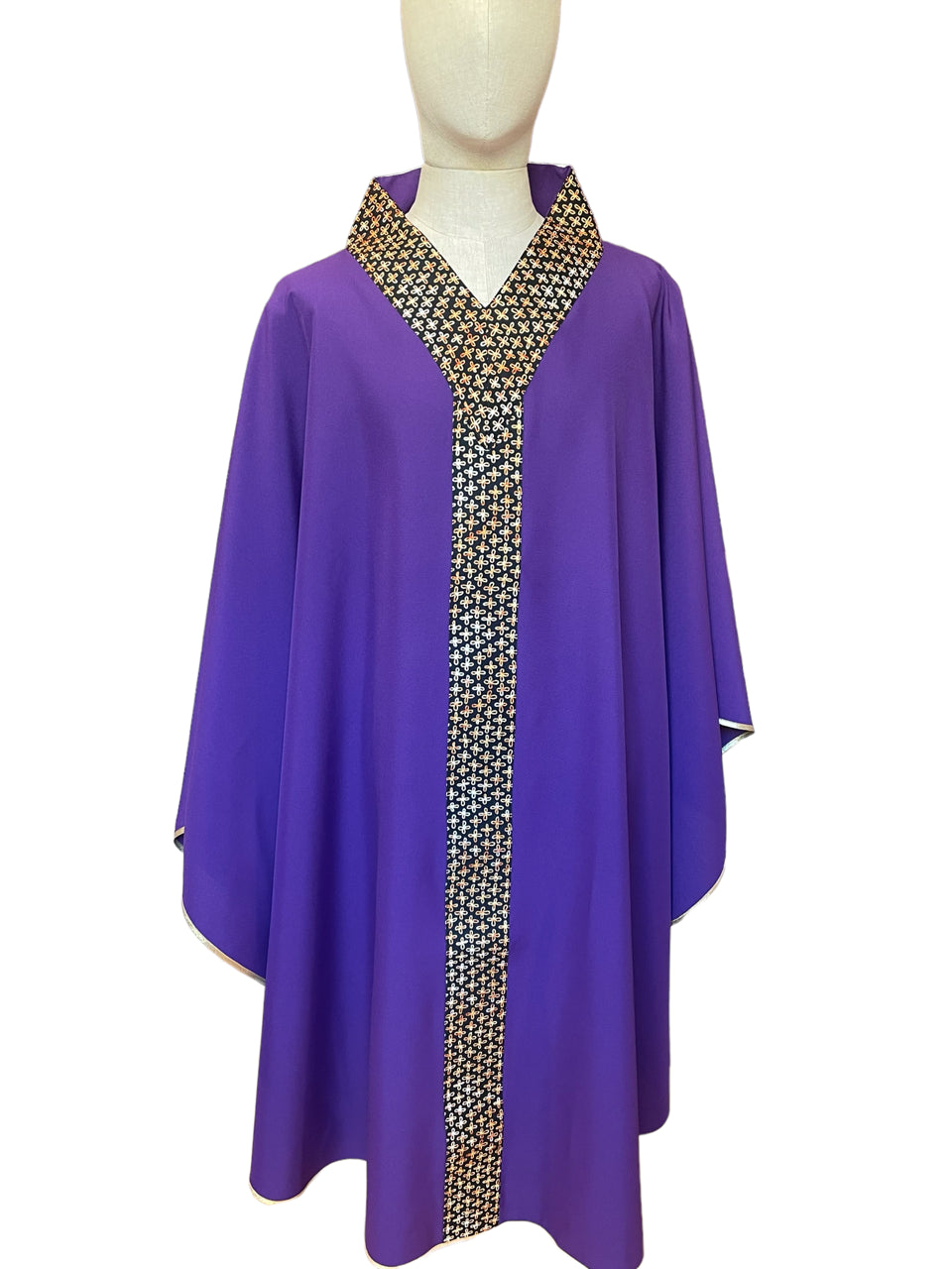 Casula con Stolone Stampato Crocette (Colori Liturgici Disponibili)