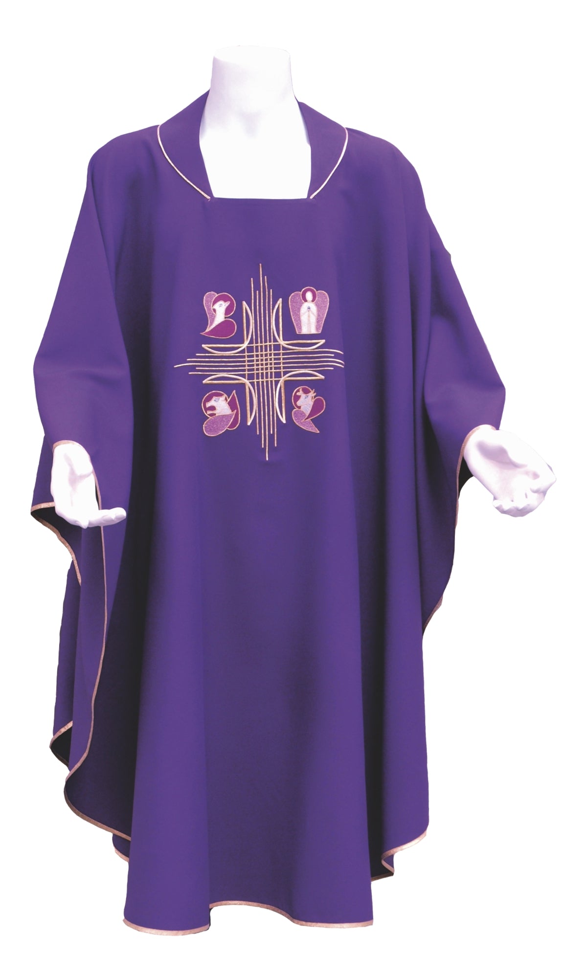 Casula Ricamo 4 Evangelisti (Colori Liturgici Disponibili)
