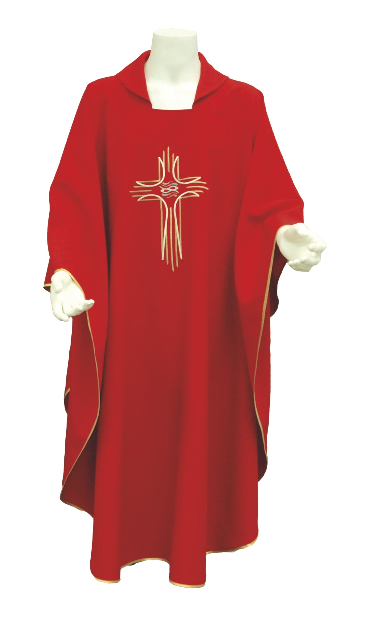 Casula con Ricamo Croce e Pesci (Colori Liturgici Disponibili)