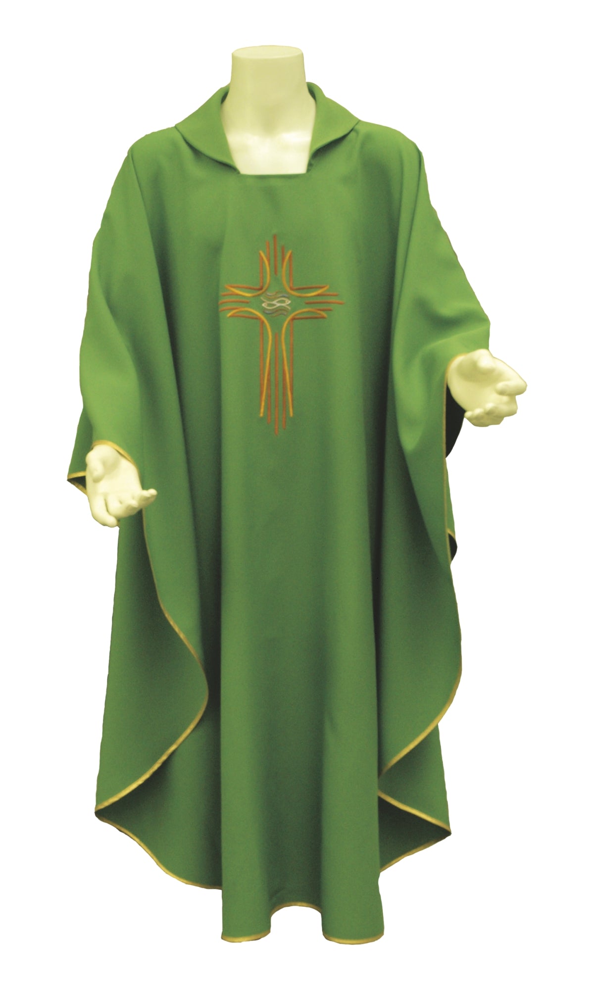 Casula con Ricamo Croce e Pesci (Colori Liturgici Disponibili)