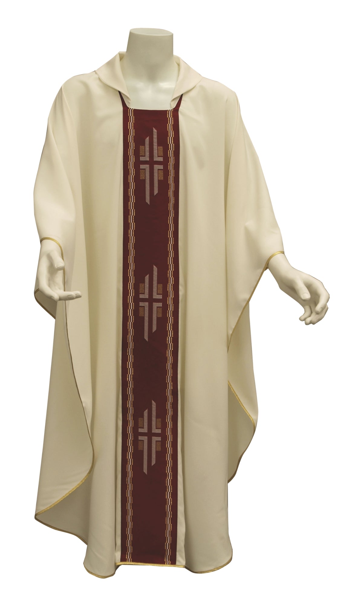 Casula per Liturgia con Stolone Decoro Croci (Colori Liturgici Disponibili)