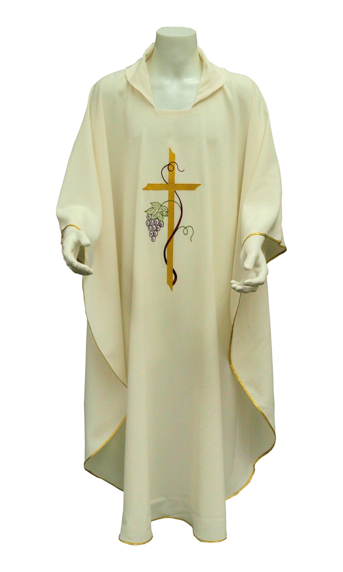 Casula da Sacerdote con Ricamo Croce e Uva (Colori Liturgici Disponibili)