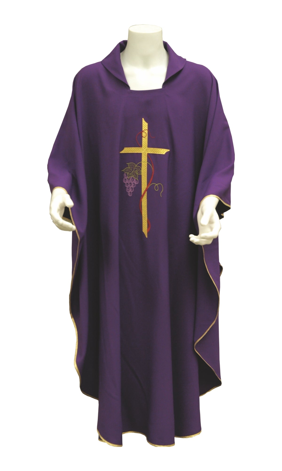 Casula da Sacerdote con Ricamo Croce e Uva (Colori Liturgici Disponibili)