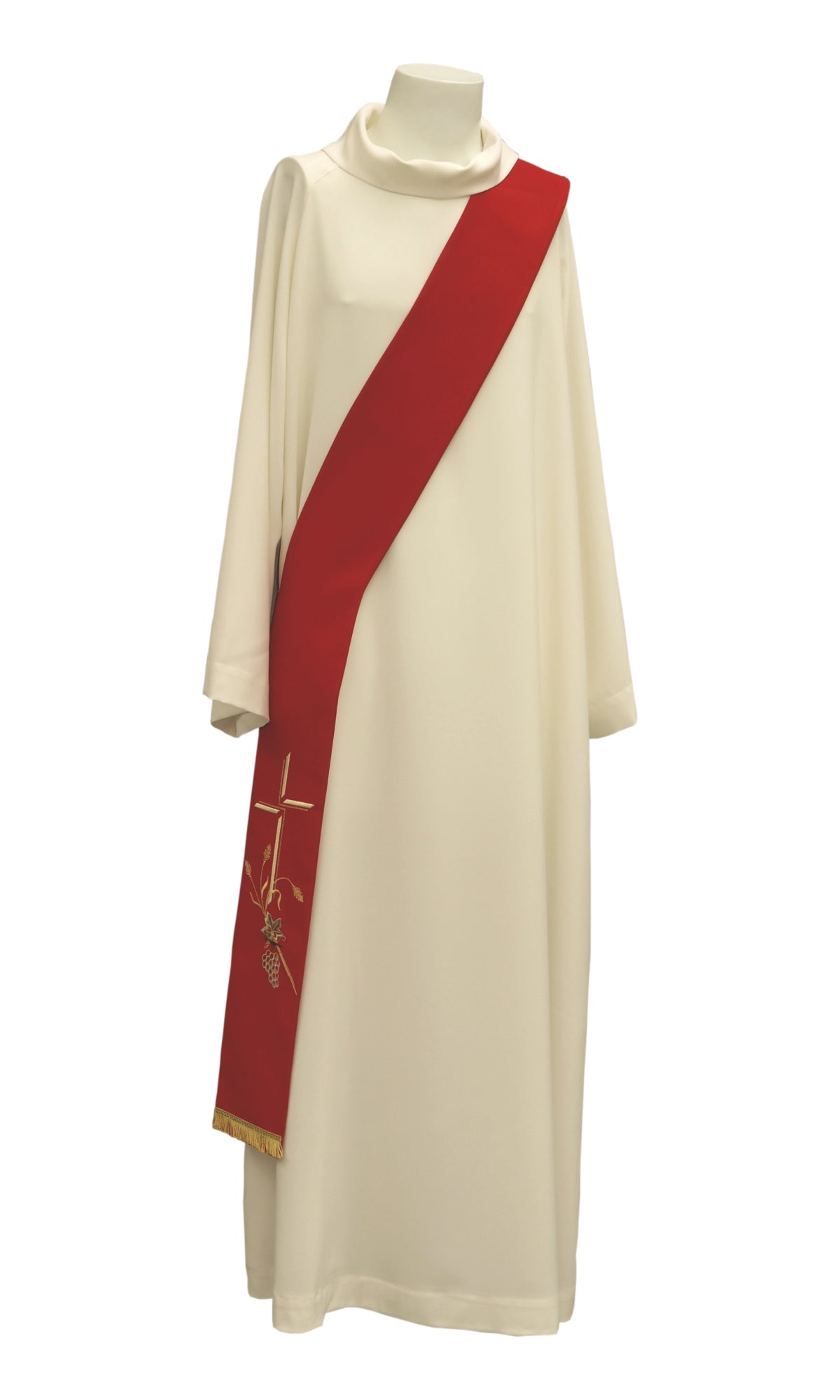 Stola Diaconale con Ricamo Croce Uva Grano (Colori Liturgici Disponibili)