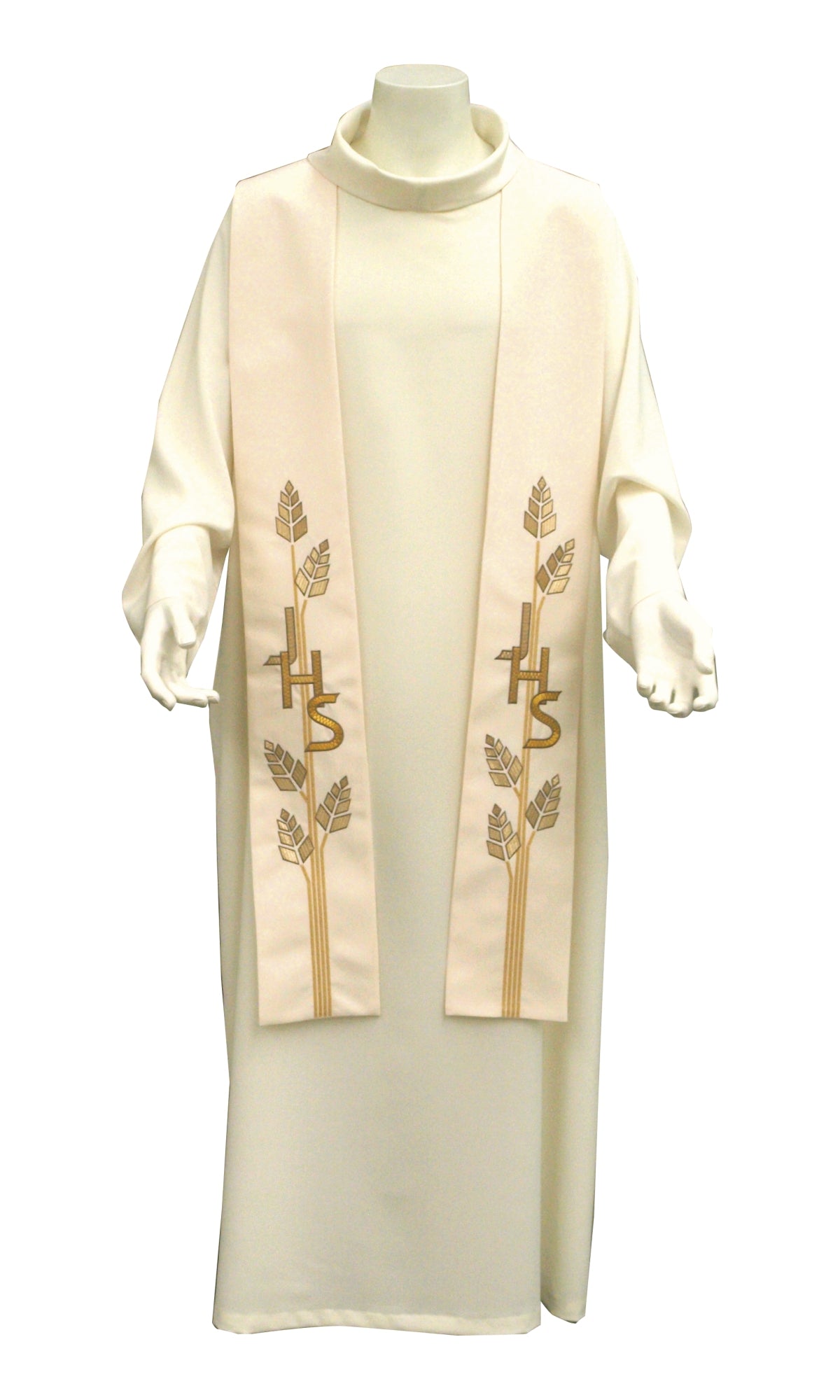 Stola per Sacerdote Ricamo IHS e Spighette di Grano (Colori Liturgici Disponibili)