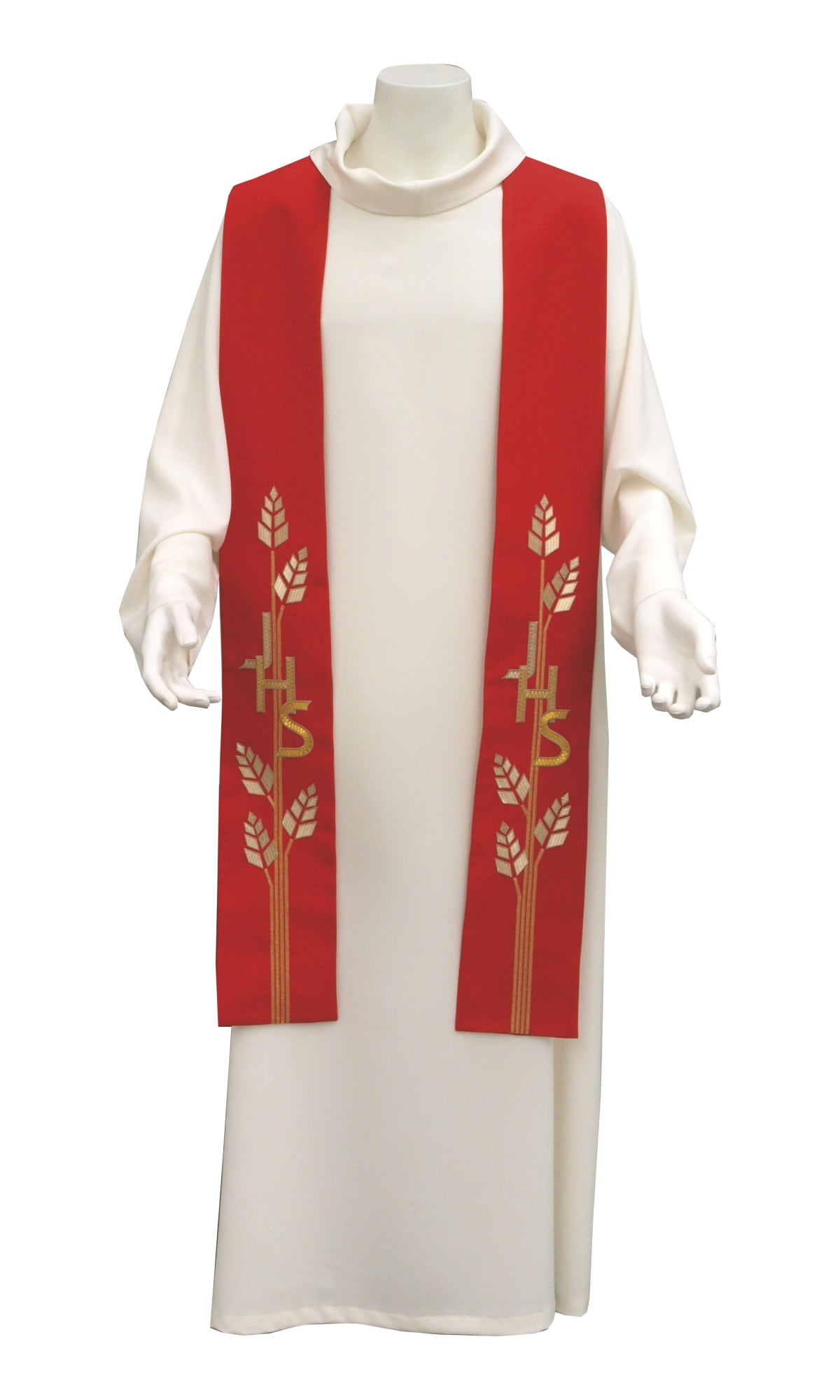 Stola per Sacerdote Ricamo IHS e Spighette di Grano (Colori Liturgici Disponibili)