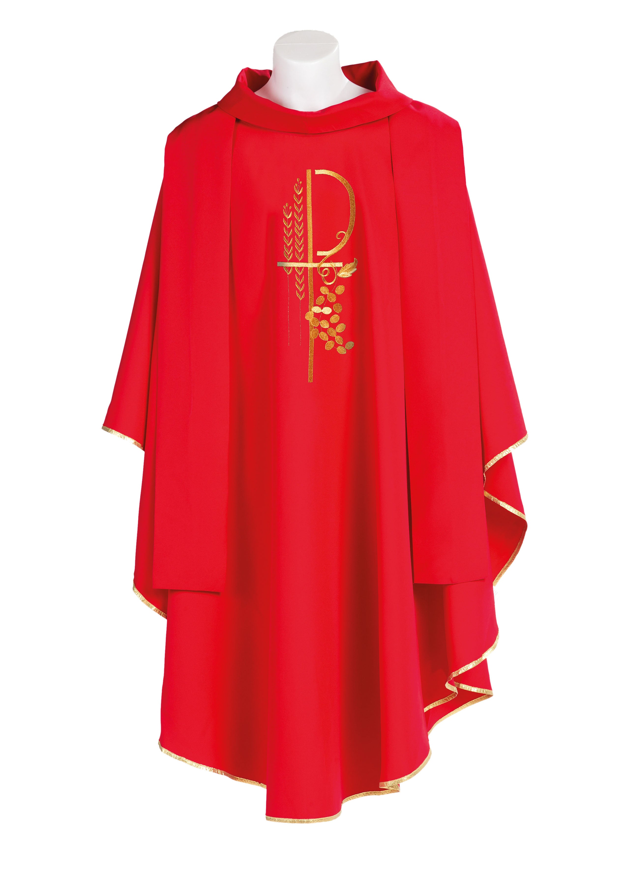 Casula Sacerdotale Ricamo CHI RHO in Oro (Colori Liturgici Disponibili)
