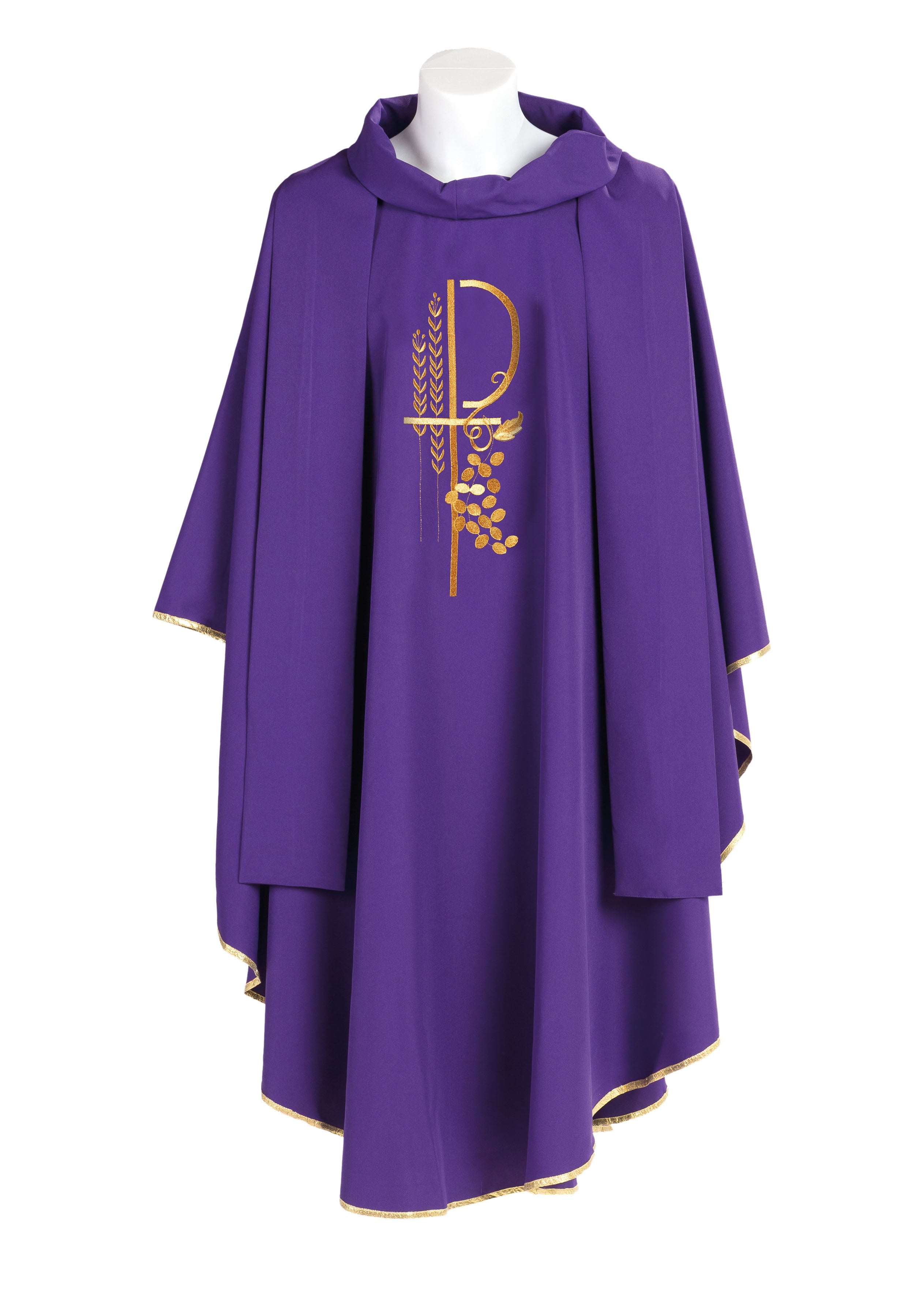 Casula Sacerdotale Ricamo CHI RHO in Oro (Colori Liturgici Disponibili)