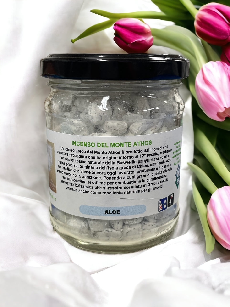Incenso Greco in Grani Monte Athos Aroma Aloe Barattolo 110 Grammi