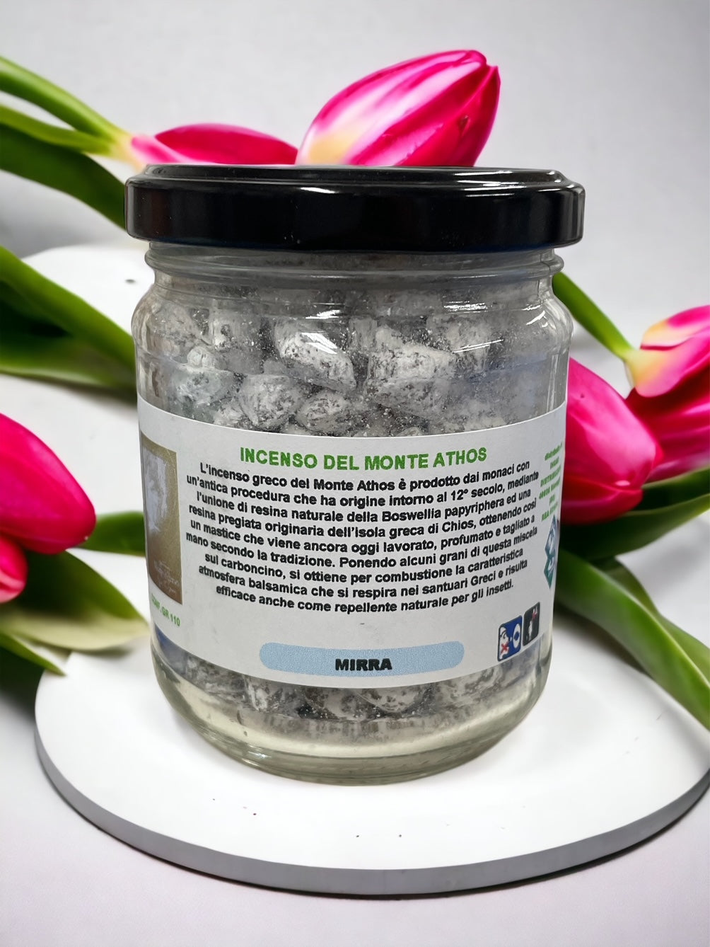 Incenso Greco in Grani in Barattolo in Vetro da 110 Grammi Aroma Mirra