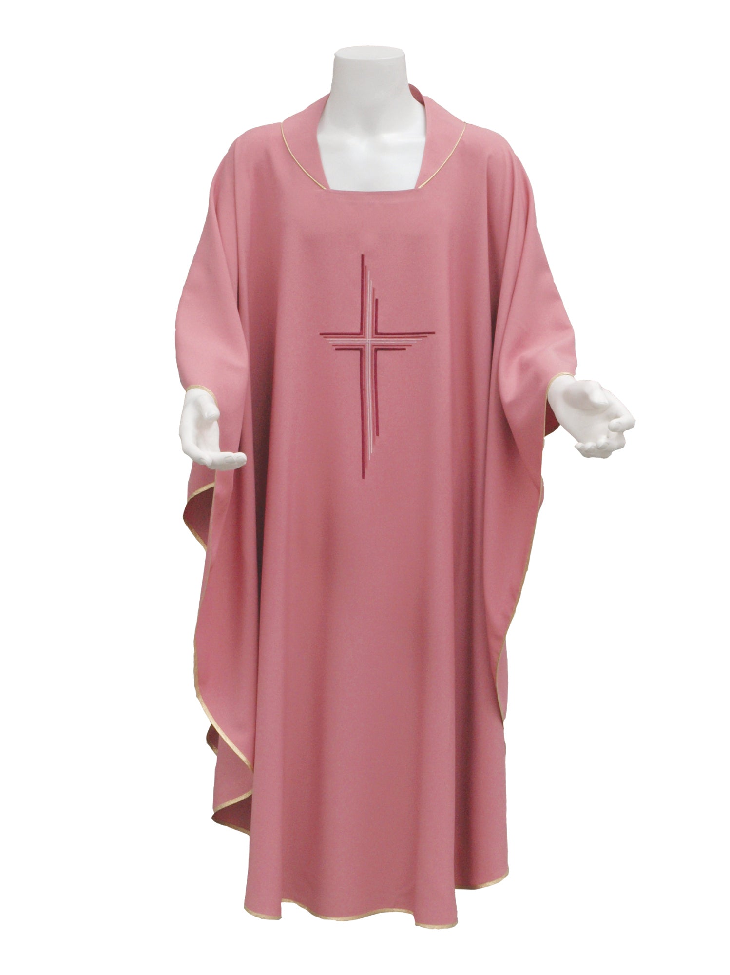 Casula Economica Ricamo Croce Rigata (Colori Liturgici e Rosa Disponibili)