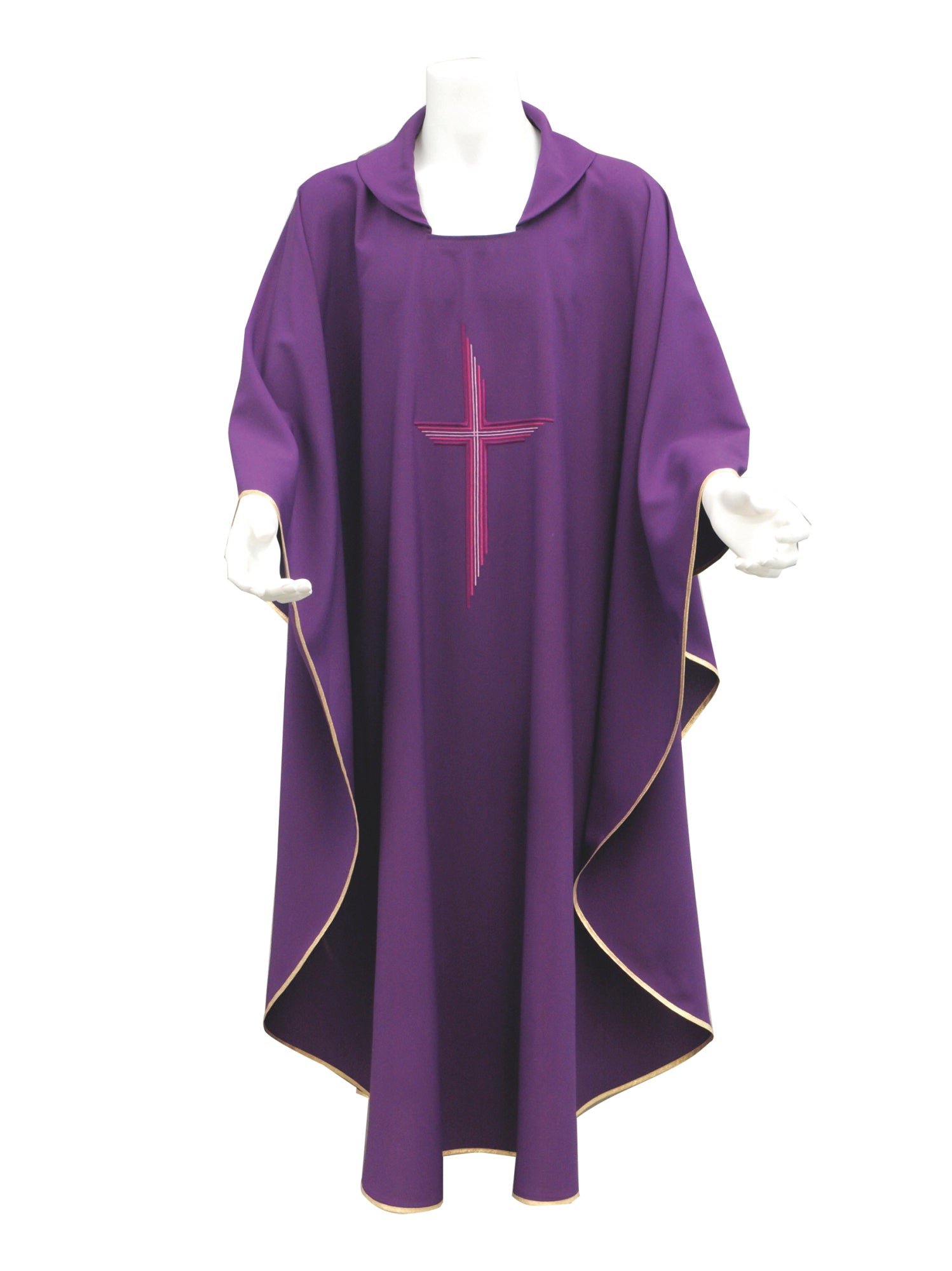 Casula Economica Ricamo Croce Rigata (Colori Liturgici e Rosa Disponibili)