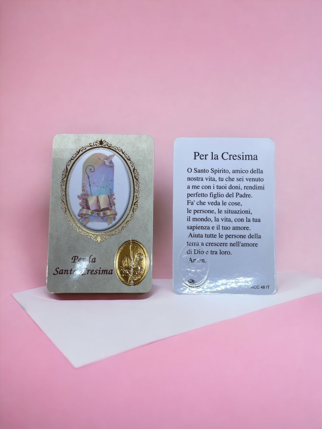 Immaginine plastificate Santa Cresima con Simboli Sacri e Preghiera