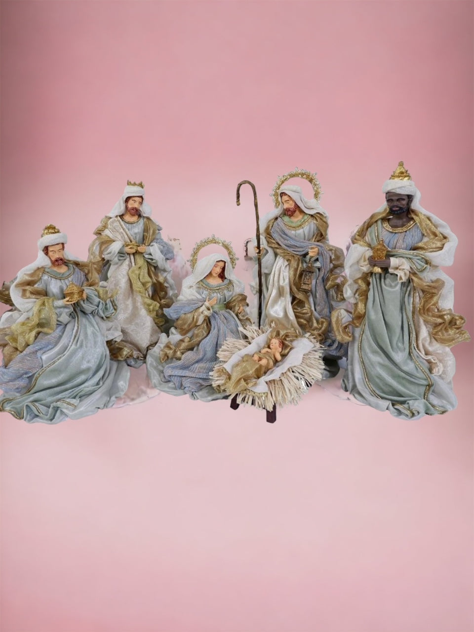 Presepe artigianale napoletano con rifiniture di pregio Altezza cm 35