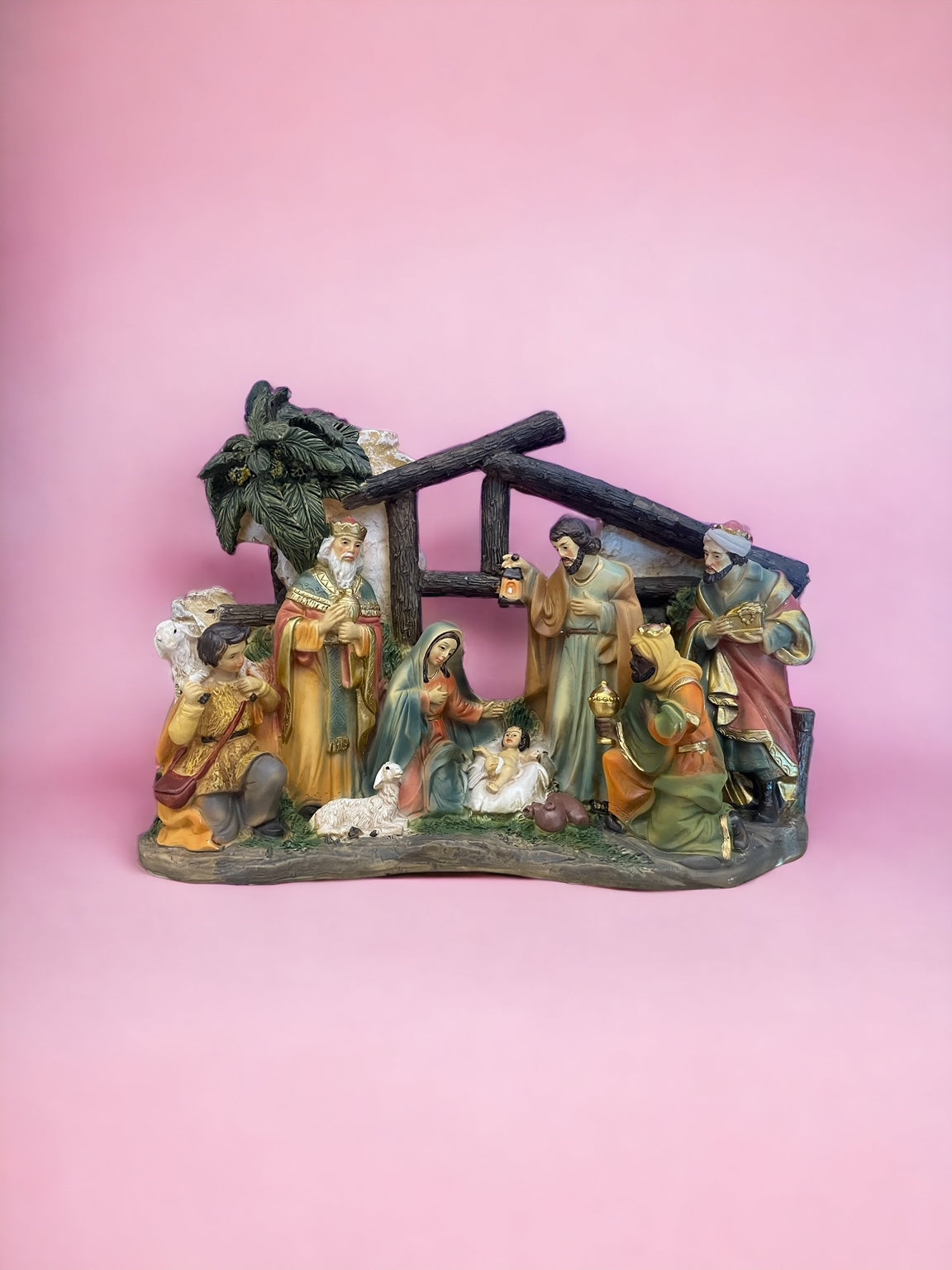 Presepe in resina dipinto a mano Altezza 16 cm