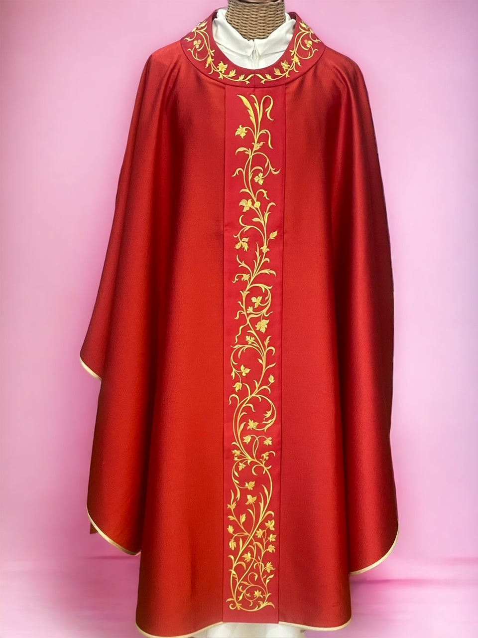 Casula Solenne Marini Ricamo Floreale Oro (Disp. 4 Colori Liturgici e Mariana)