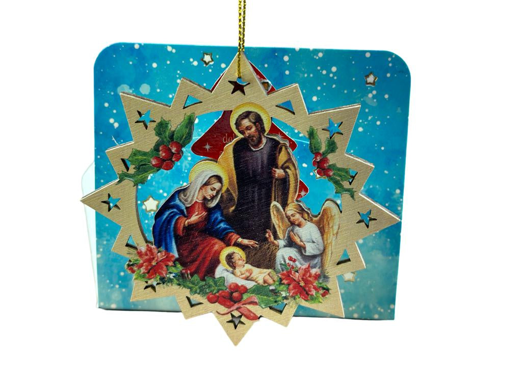 Addobbi Natalizi Natività Legno Albero di Natale  con Confezione Regalo