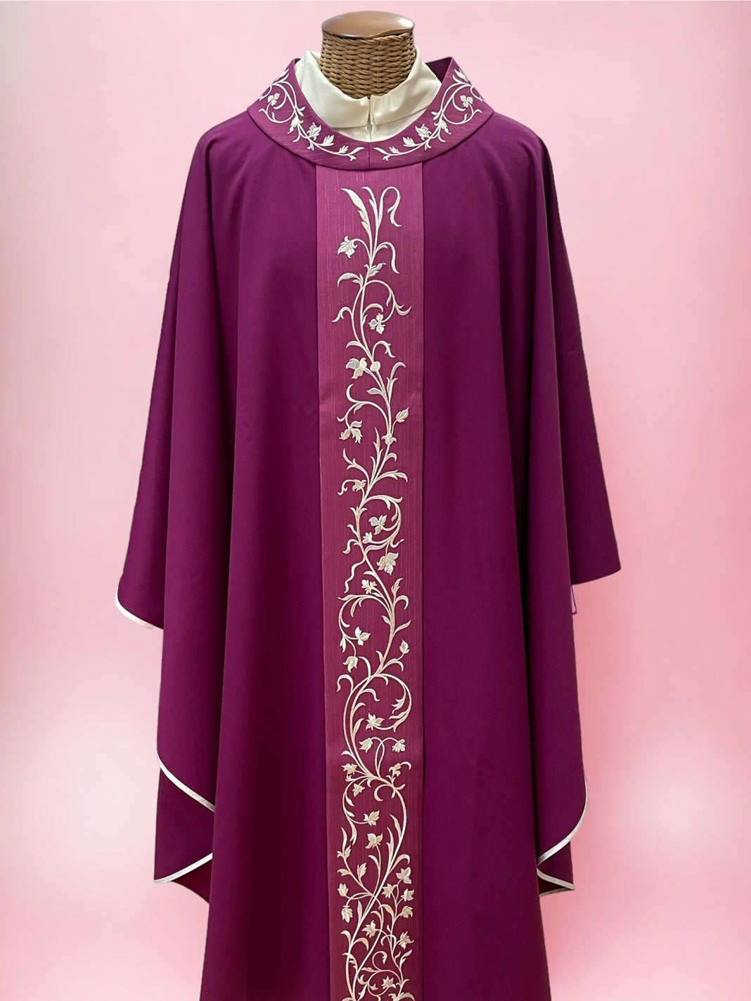 Casula Solenne Marini Ricamo Floreale Oro (Disp. 4 Colori Liturgici e Mariana)