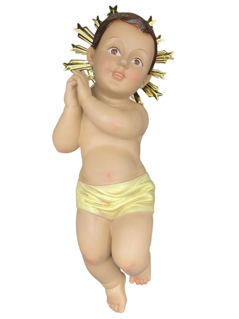 Gesù Bambino Betlemme dipinto in resina con Occhi in Cristallo 30 cm.