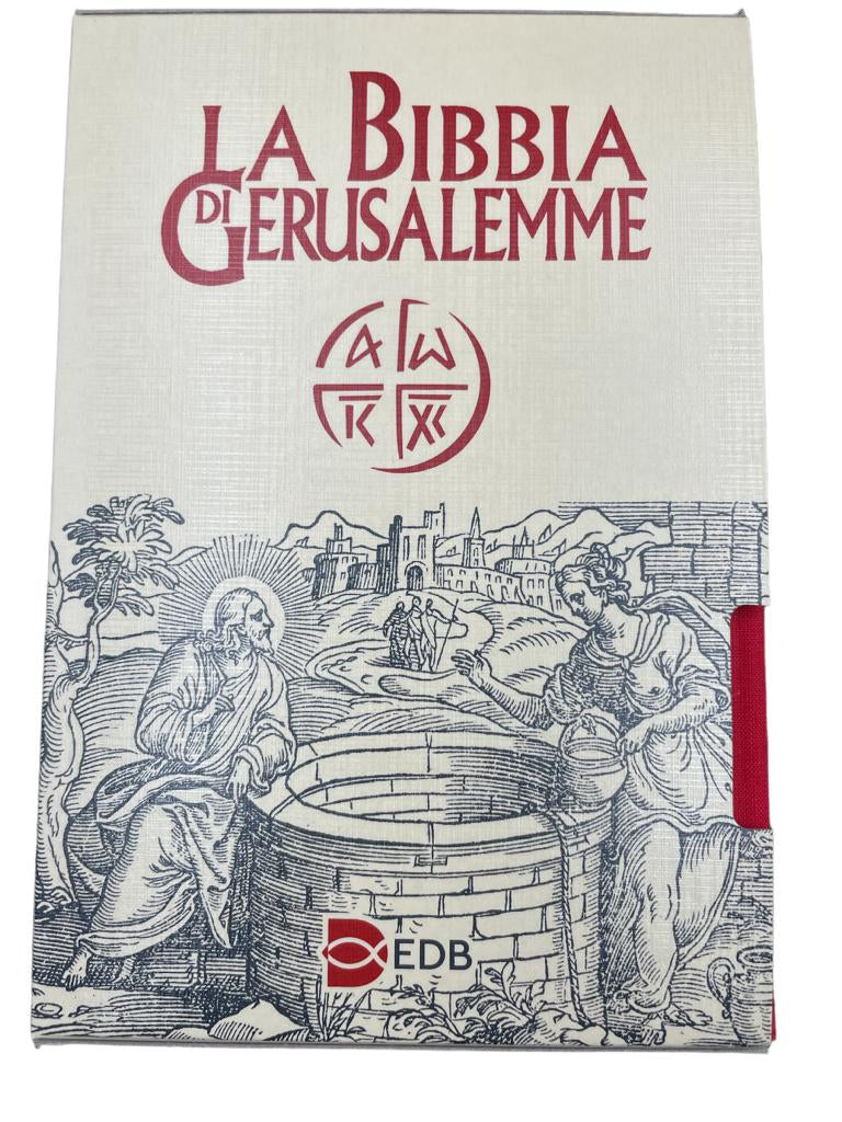La Bibbia di Gerusalemme Telata Rossa con Elegante Cofanetto