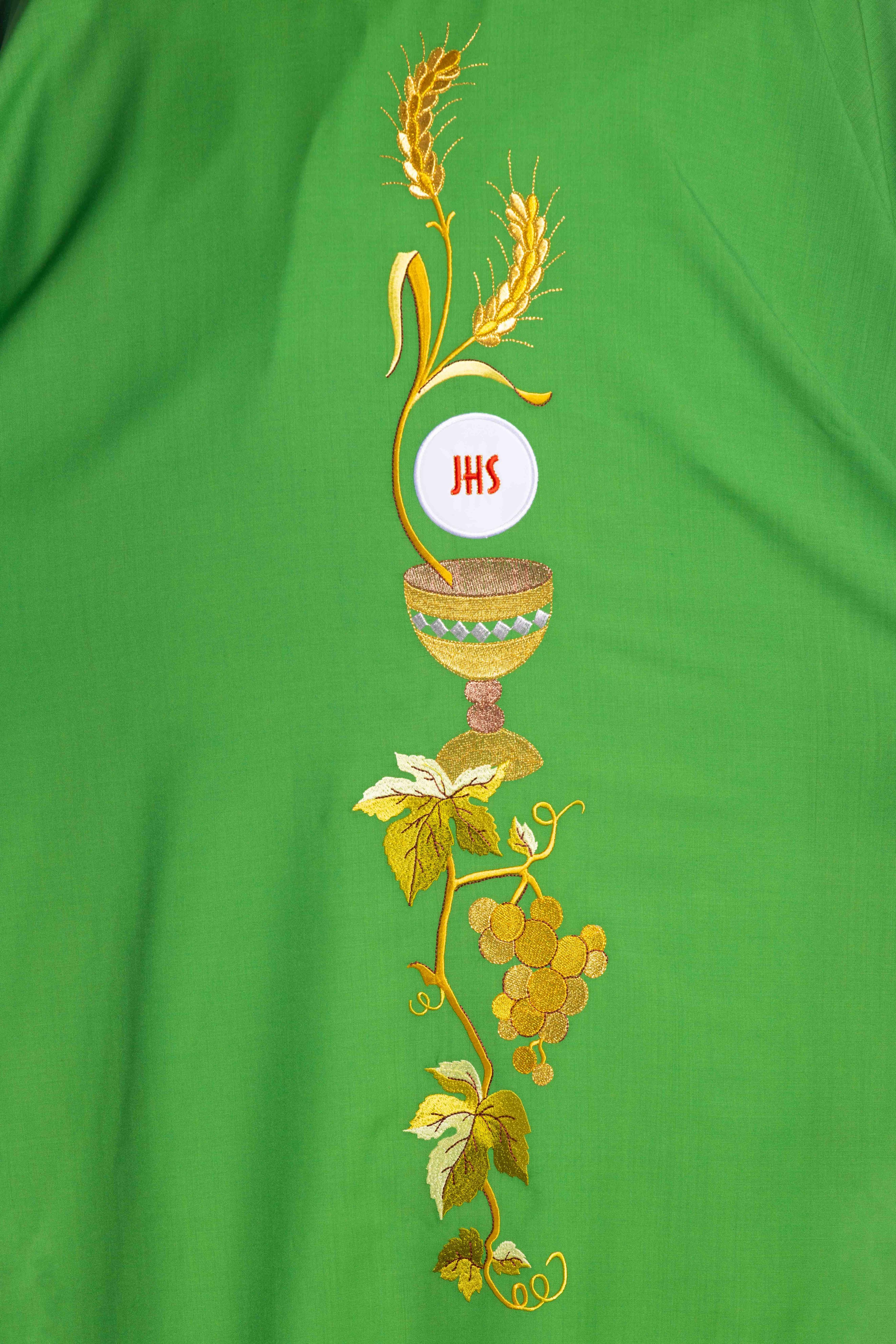 Casula Decorazioni Dorate IHS,Vite,Spiga (Colori Liturgici, Morello e Rosa Disponibili)