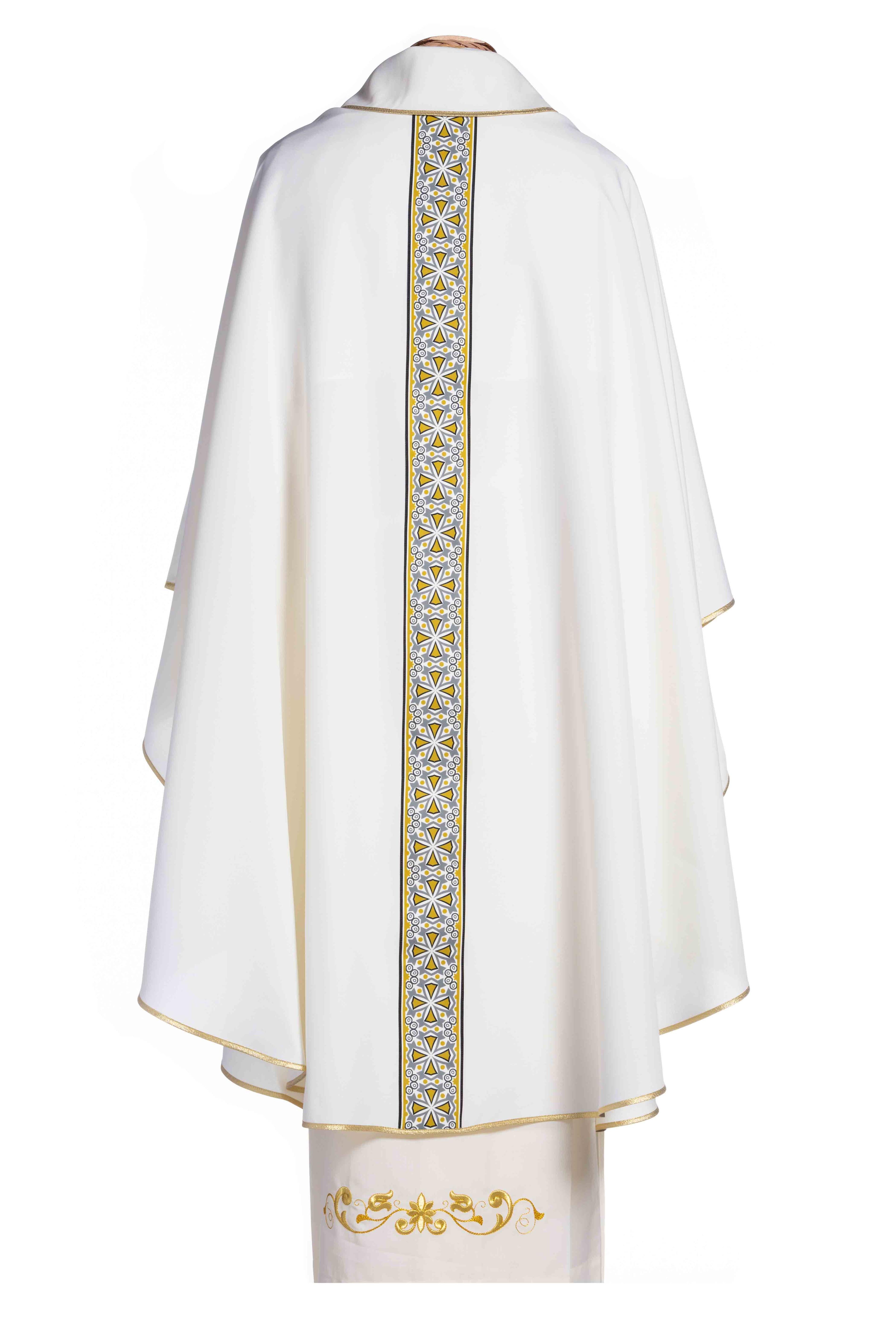 Casula con Fascia Centrale  (Colori Liturgici Disponibili, Rosa e Morello)