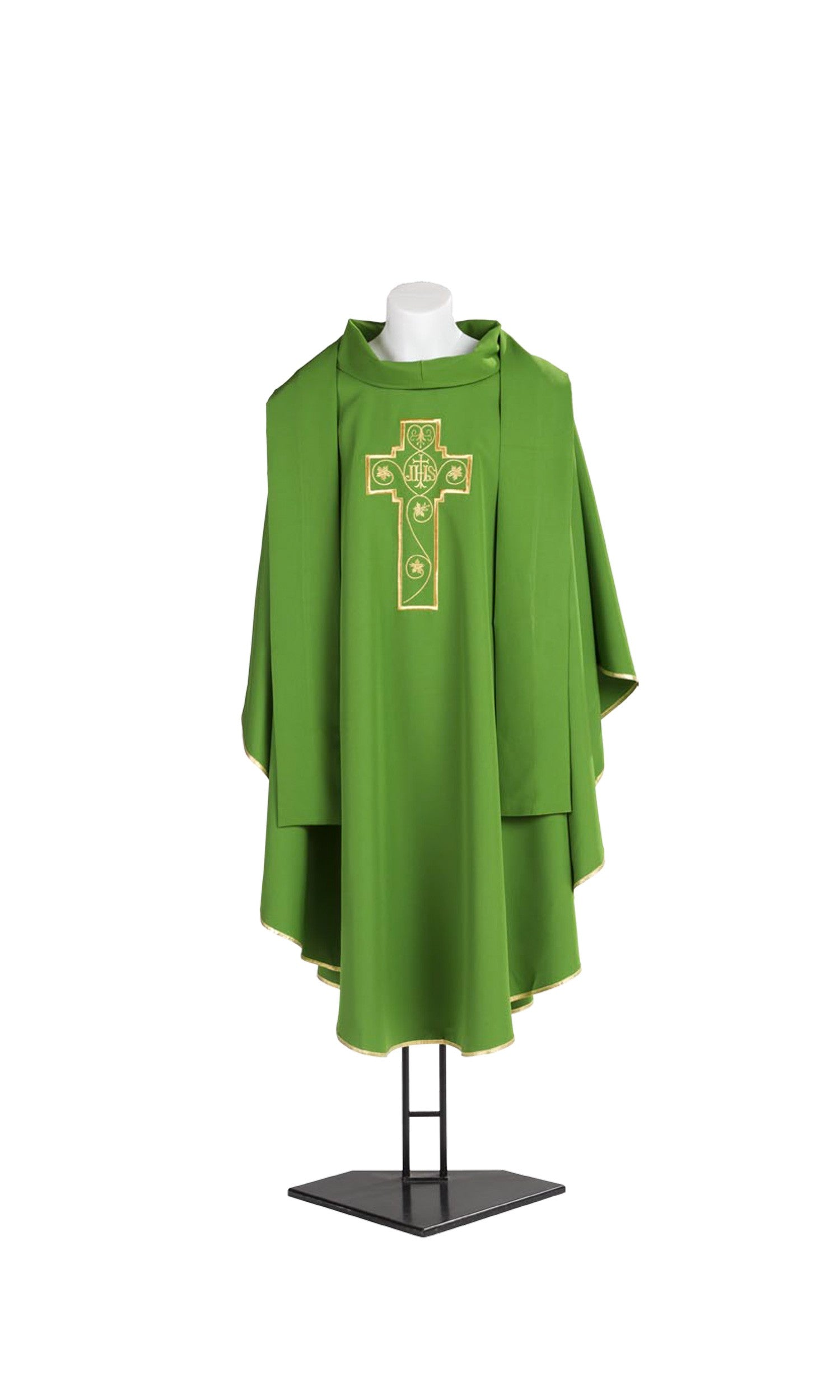 Casula con Ricamo Oro Croce e IHS (Colori Liturgici Disponibili)