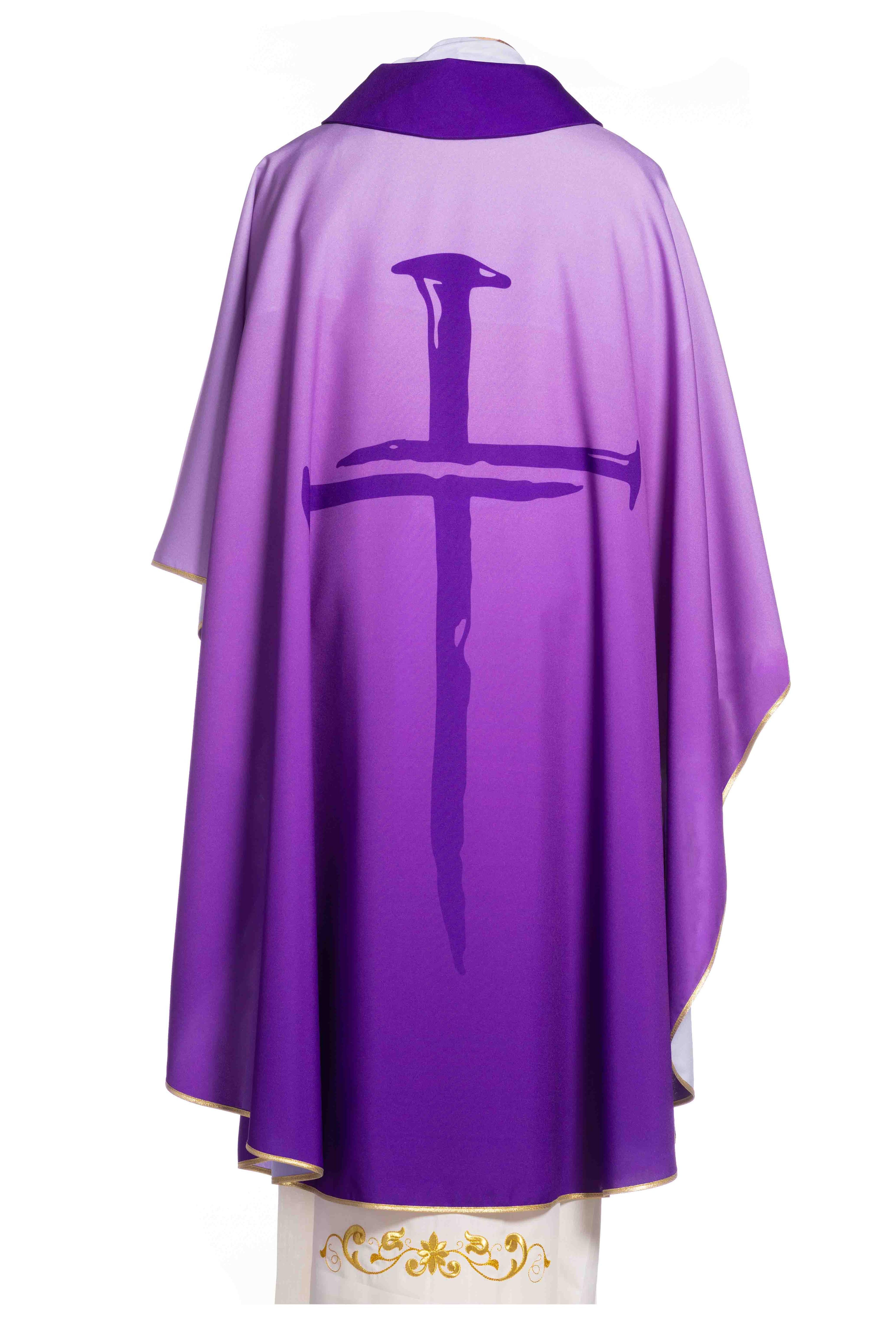 Casula Croce Chiodo Stampa Digitale (Colori Liturgici + Rosa Disponibili)
