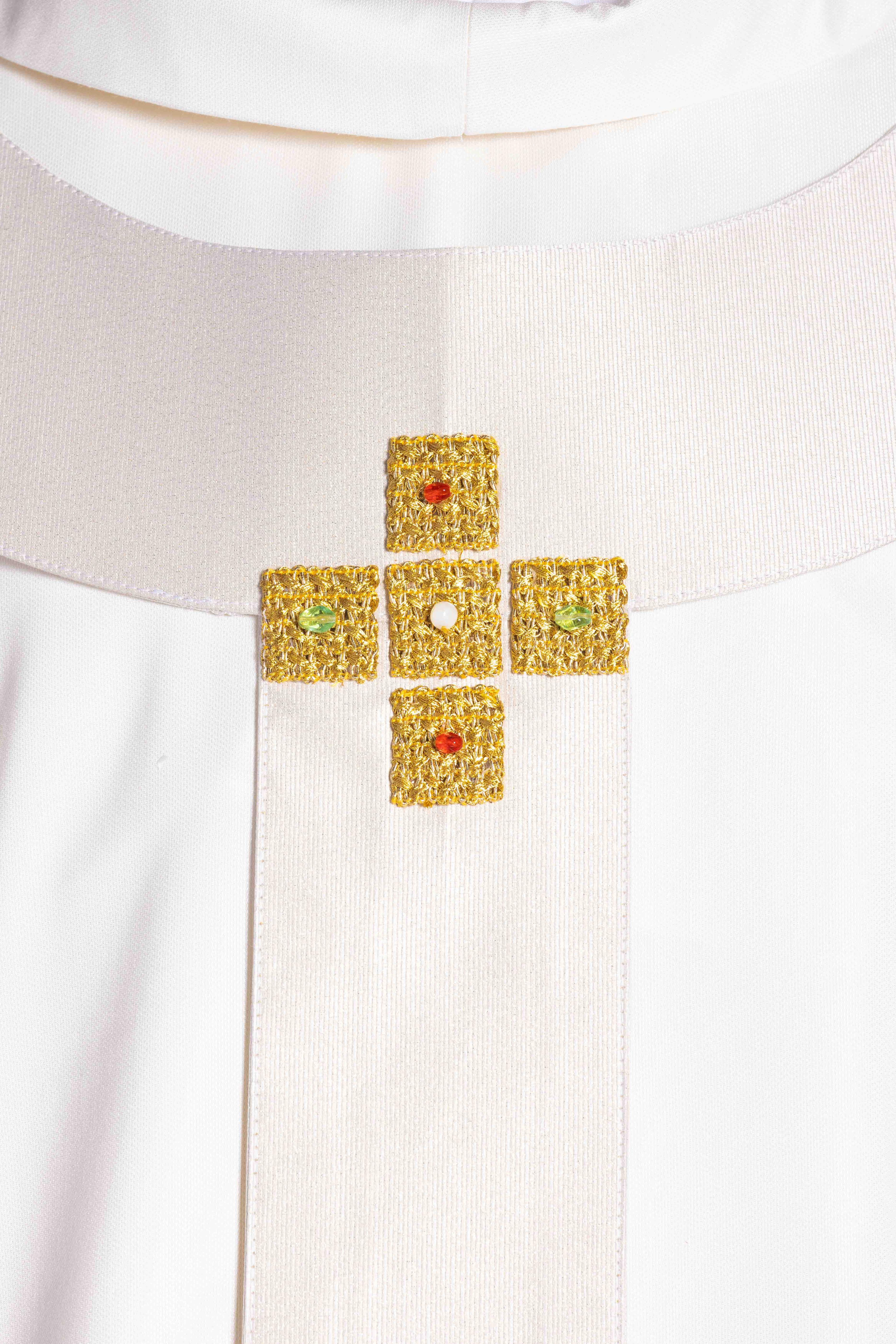 Casula Liturgica in Poliestere con Palio e Croci Oro a Mano Linea Premiere